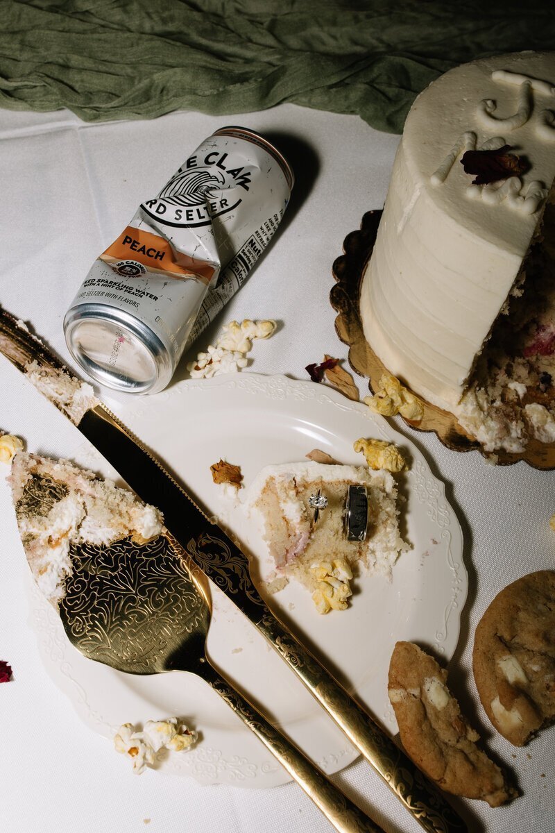Cake with white claw at wedding by idaho wedding photography