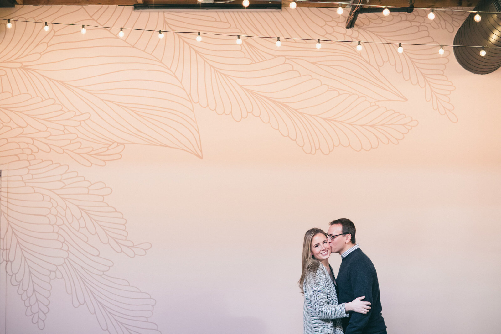 Engagement Photos in Front of Mural