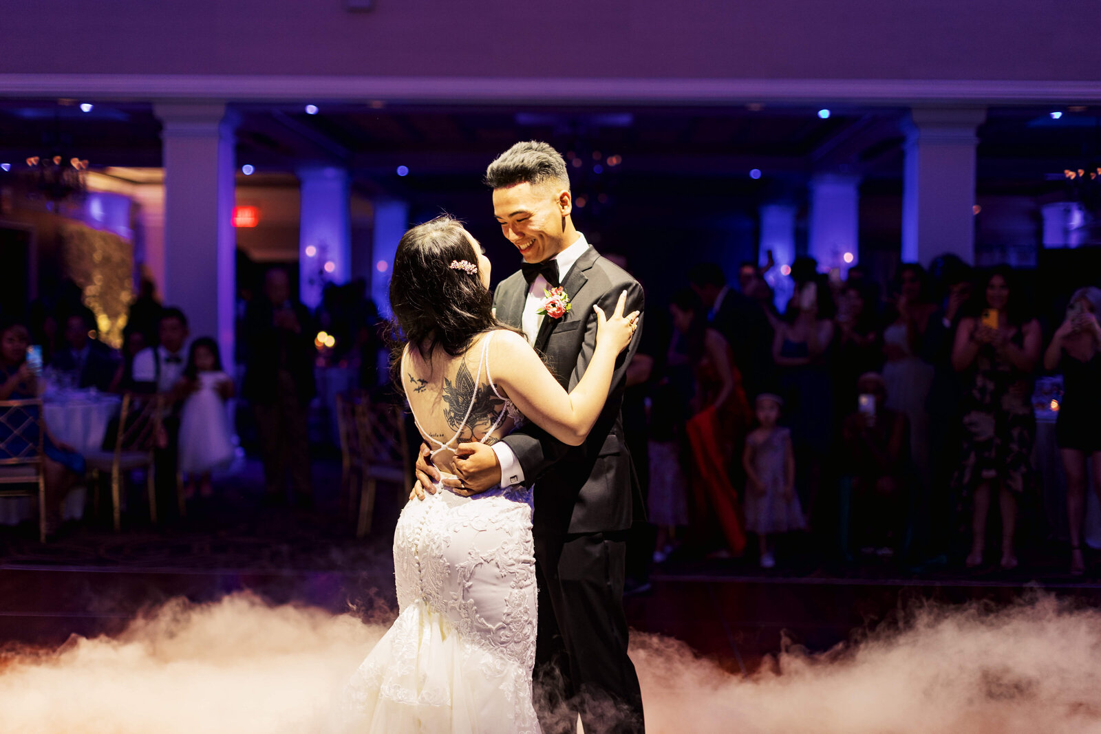 Husband and wife share their first dance as husband and wife at the Palace at Somerset Park.