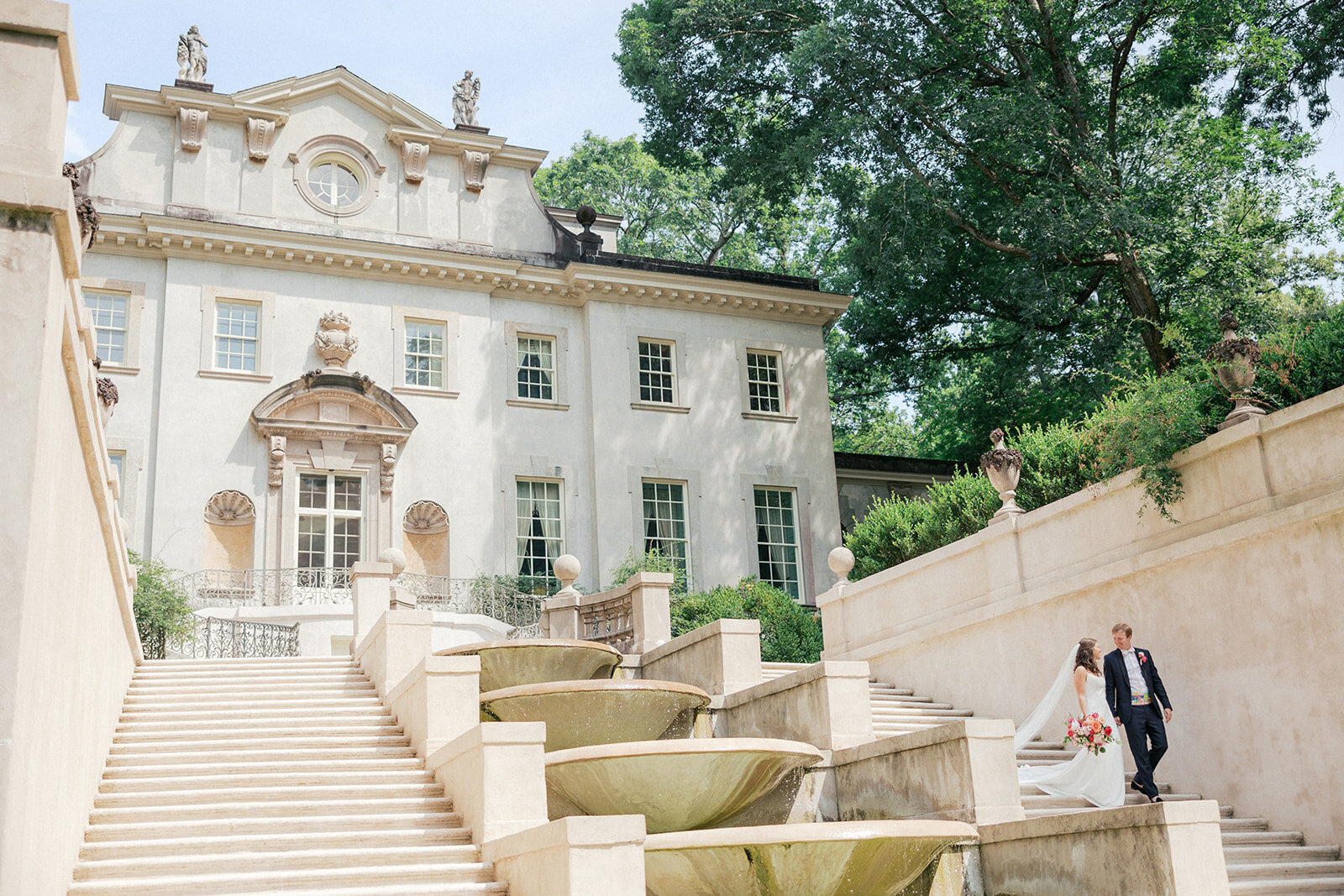 couple walking down the steps at atlanta history center