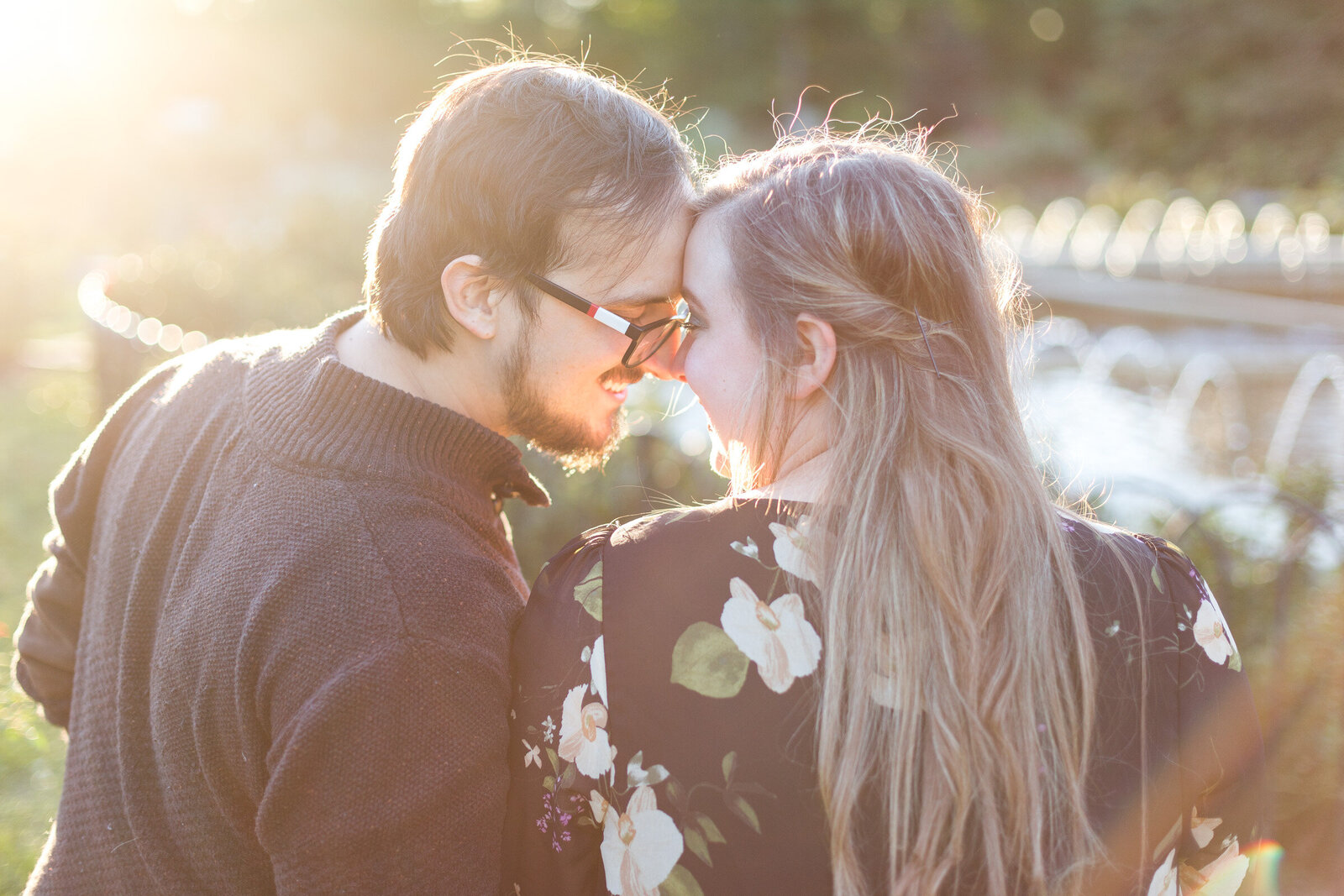 engaged couple during golden hour photography