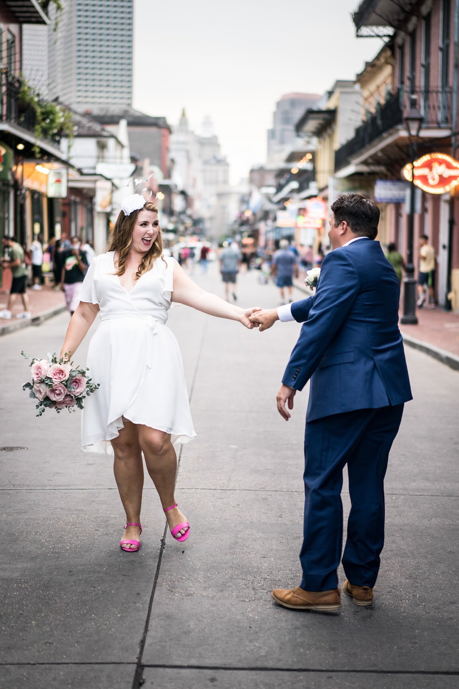 Bride and groom dance in Bourbon Street