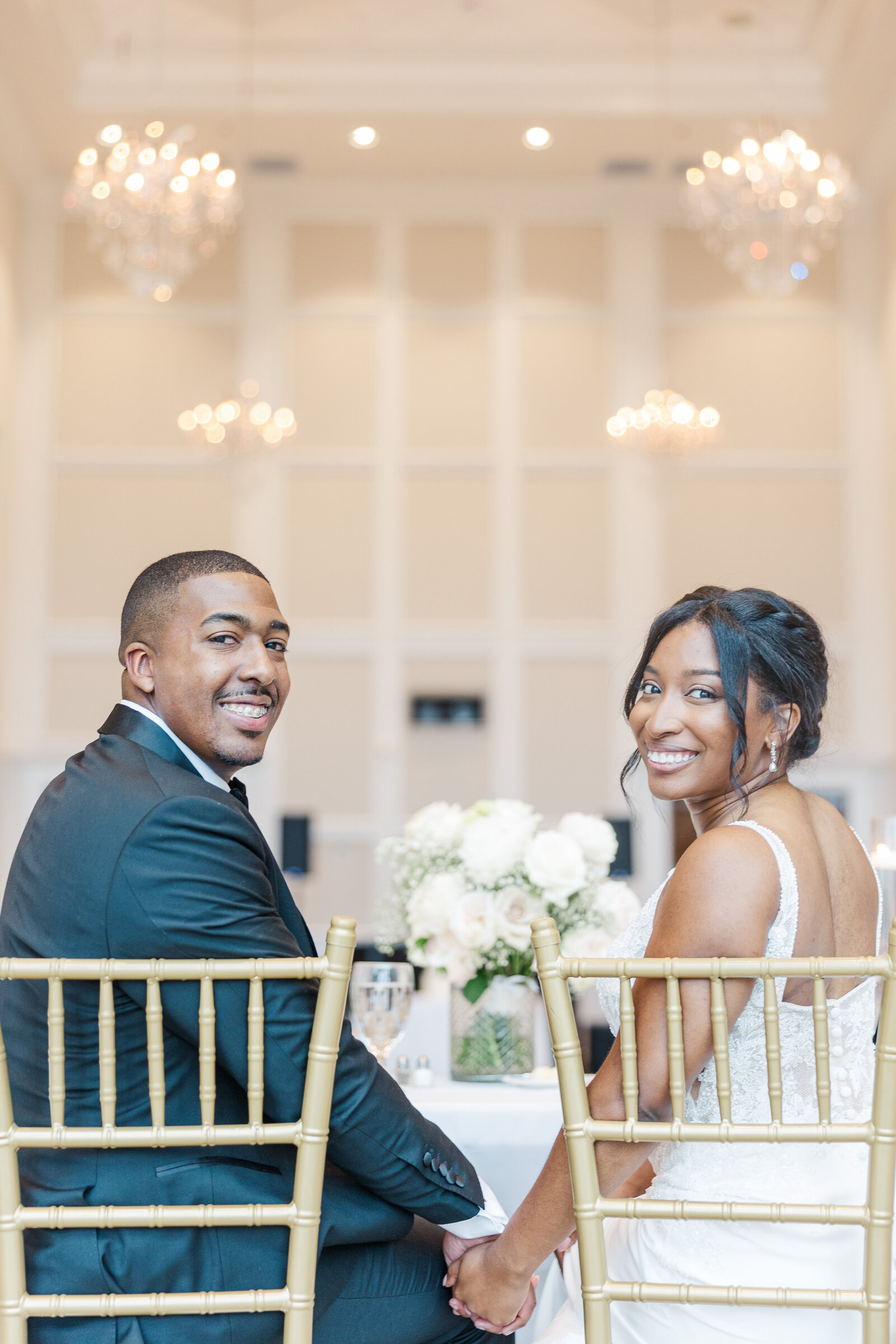 Bride and groom photography at the wedding reception