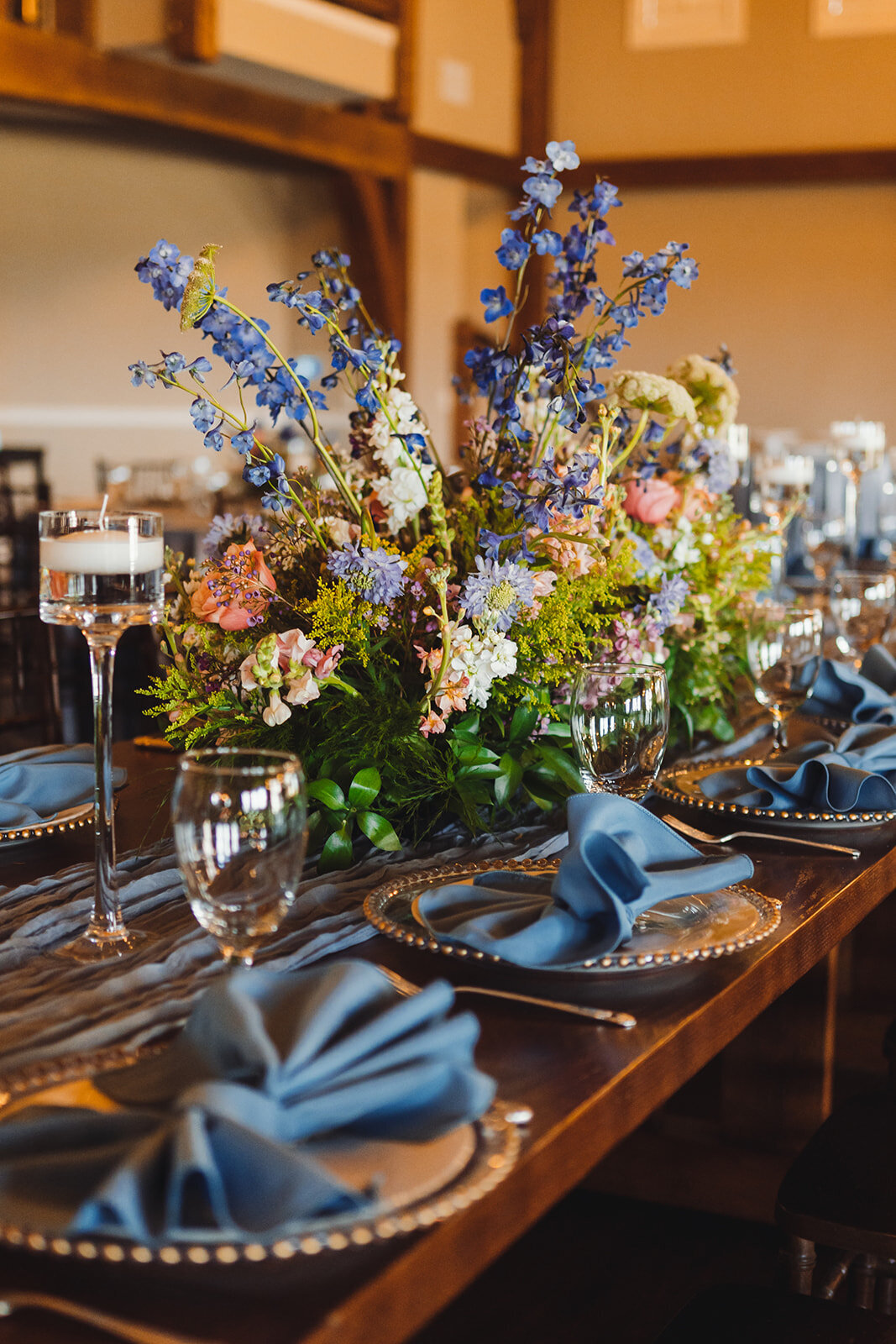 Luxury spring wedding floral table runner