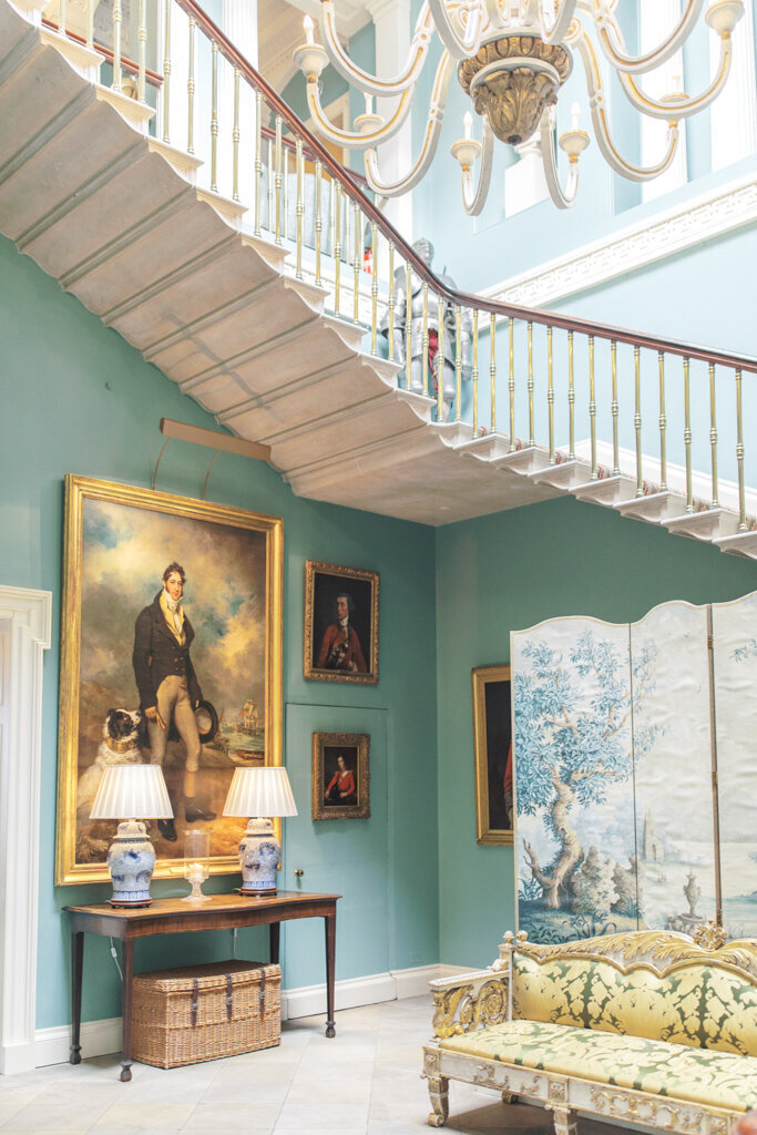 Blue stairwell in Irish Country Mansion