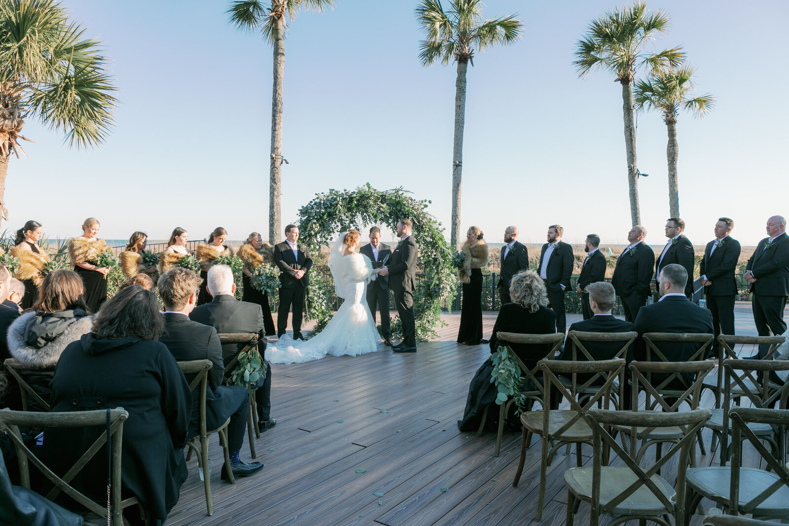 Greenery Circle Arch Wedding  | Modern Winter Wedding at Westin Hilton Head Island, SC | Coastal Floral & Events