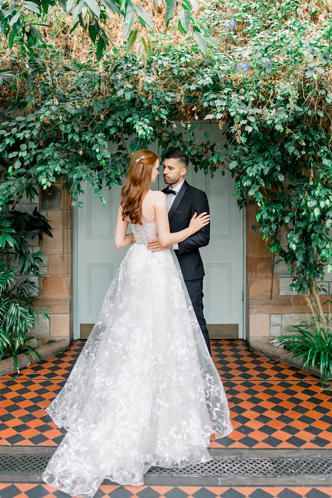 Bride and Groom’s Wedding Portrait at Castle Leslie, Ireland