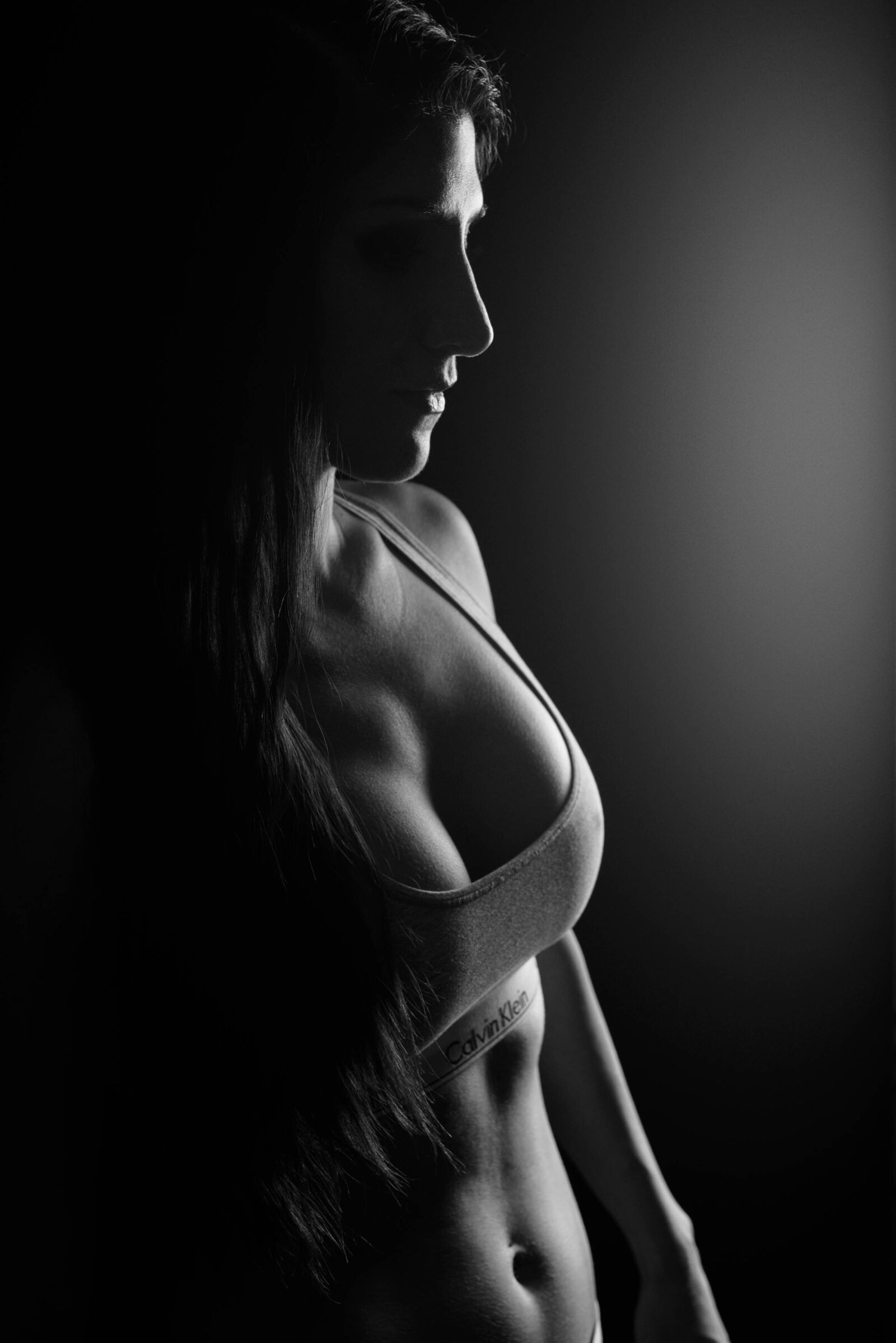 silhouette of a woman wearing a bra