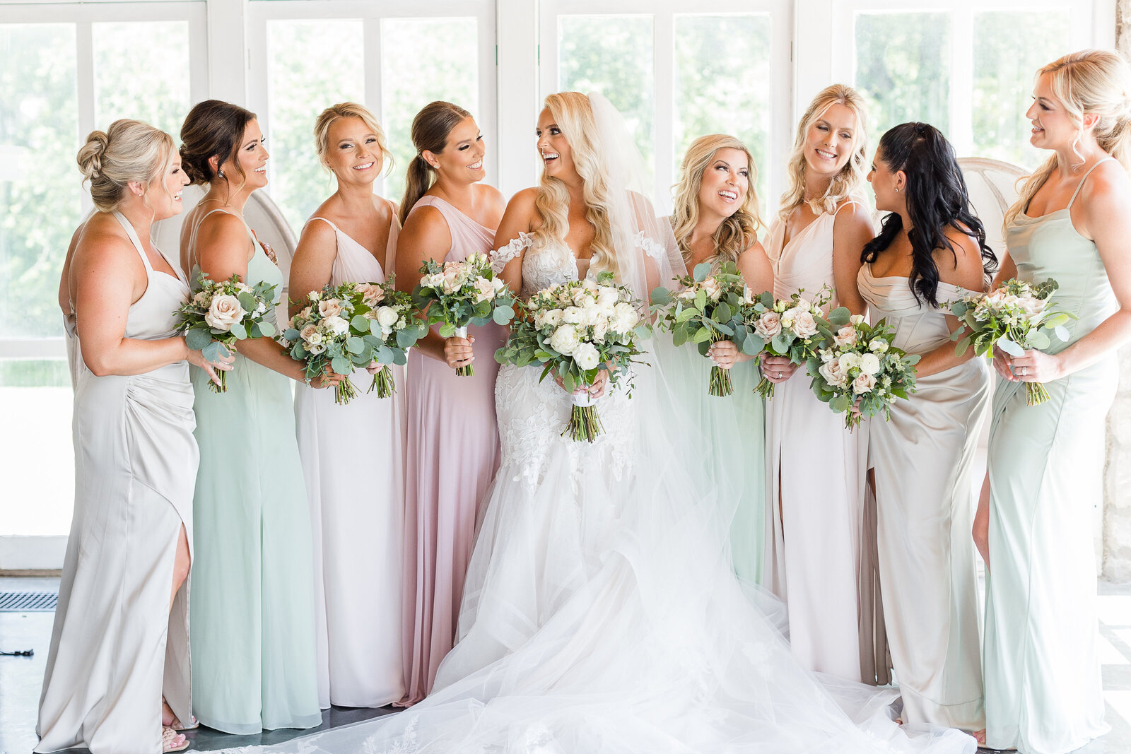 Luxury bridal party photography Stone House of St. Charles