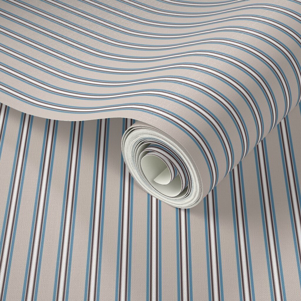 Striped Classic Tan Wallpaper Wallcovering Cream
