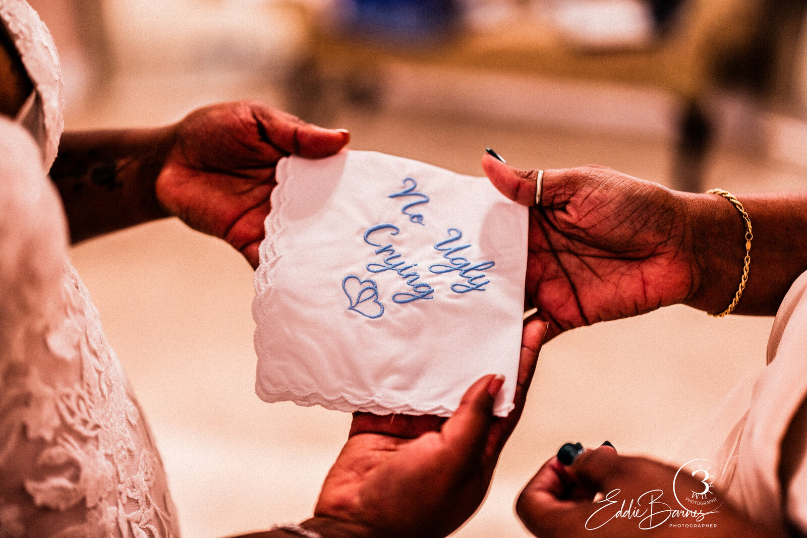 mom gives bride a cloth