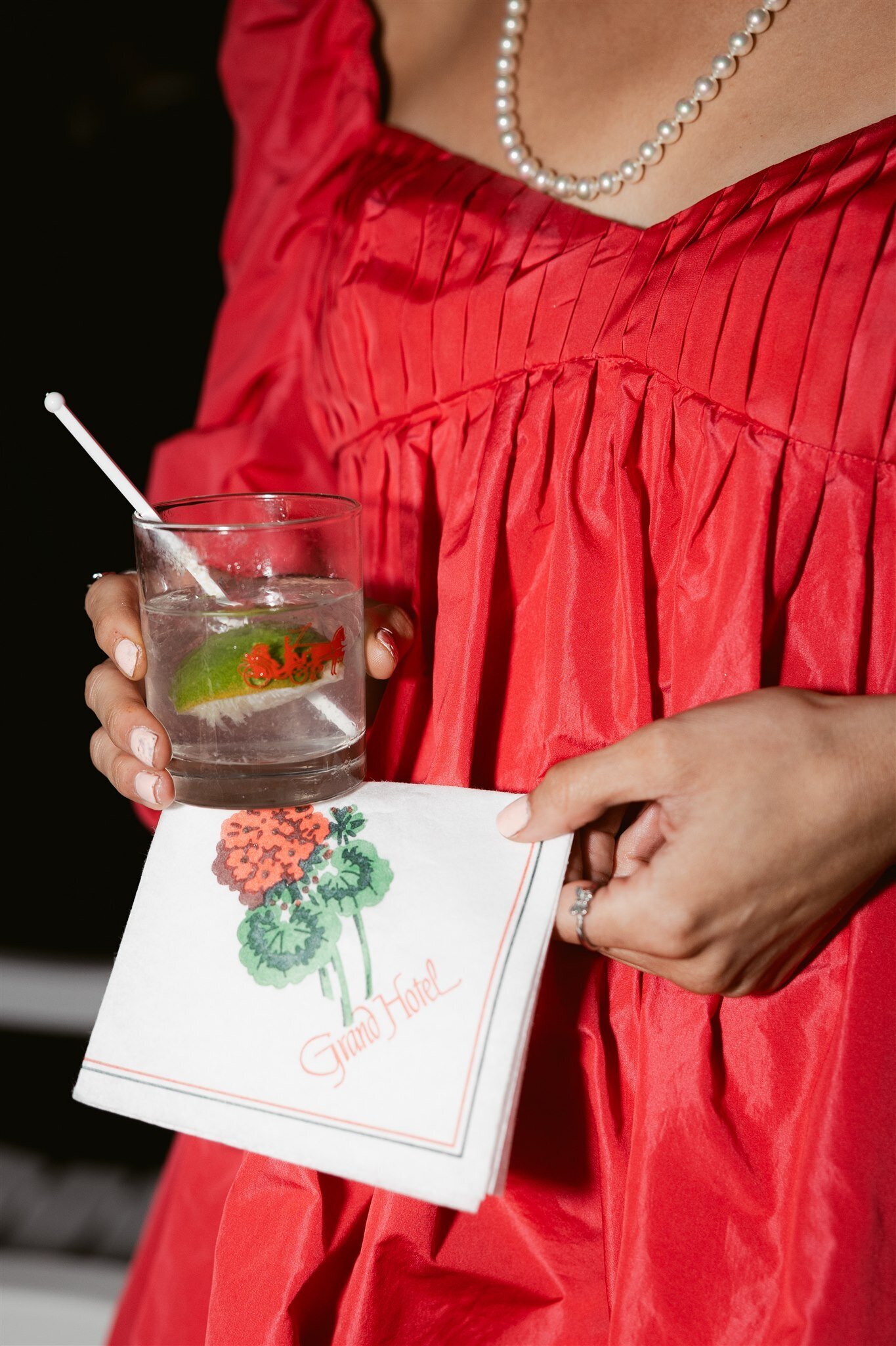 A drink and Napkin from the iconic Grand Hotel