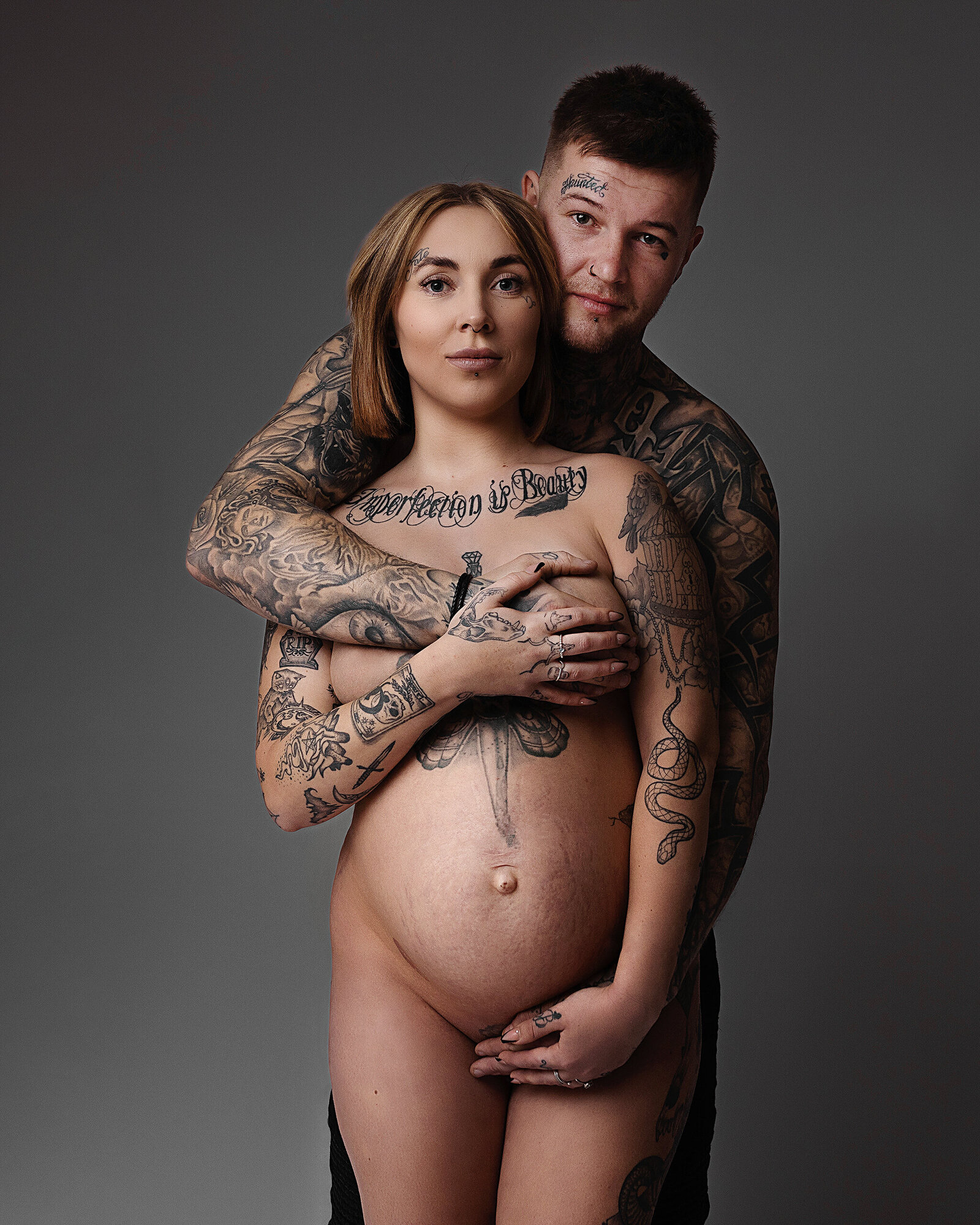 naked nude tattoo maternity pregnant woman andrea b photography llanelli neath cardiff