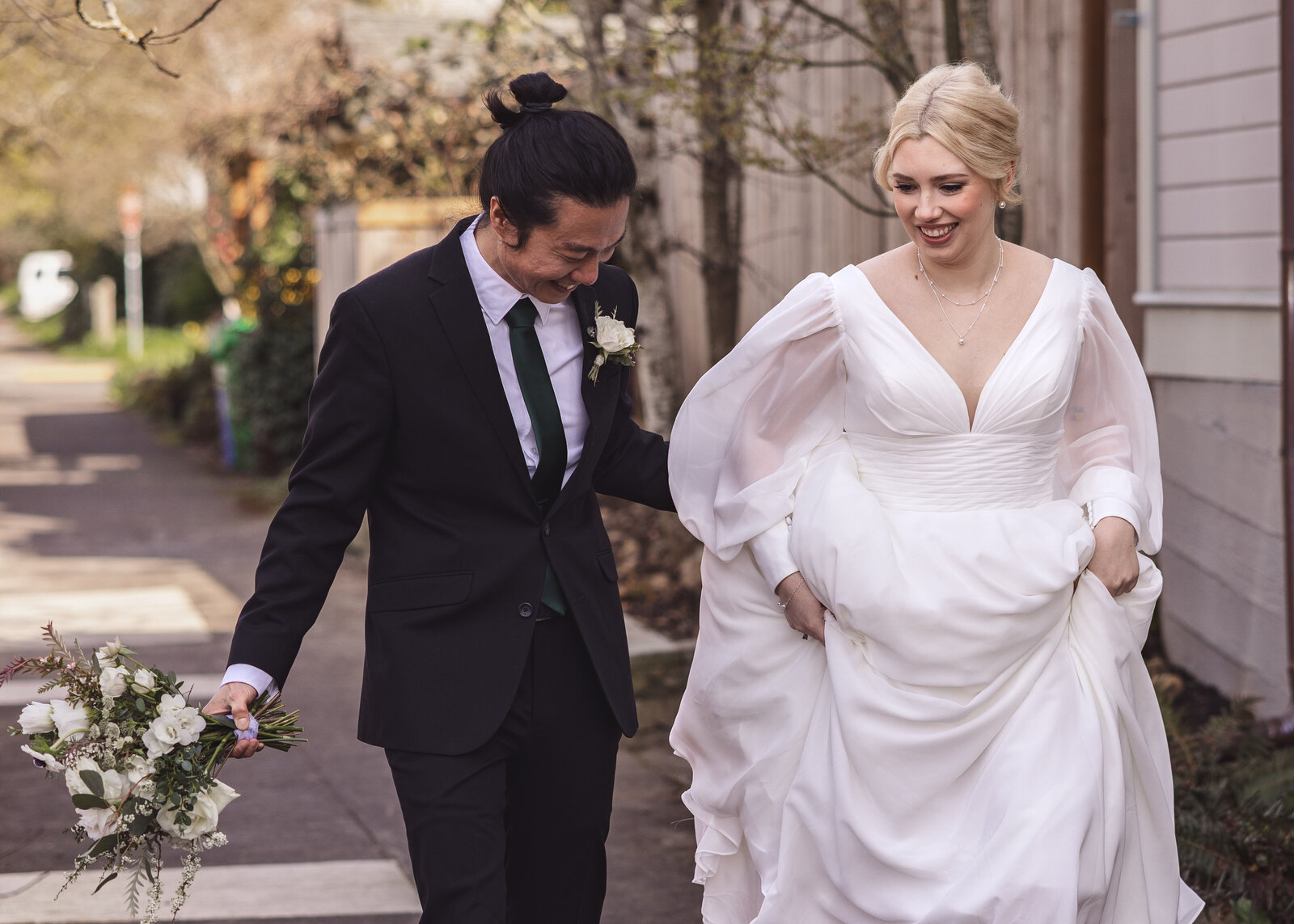 CoupleCouple taking a walk  before their wedding ceremony at Mildred Hall in Portland Oregon