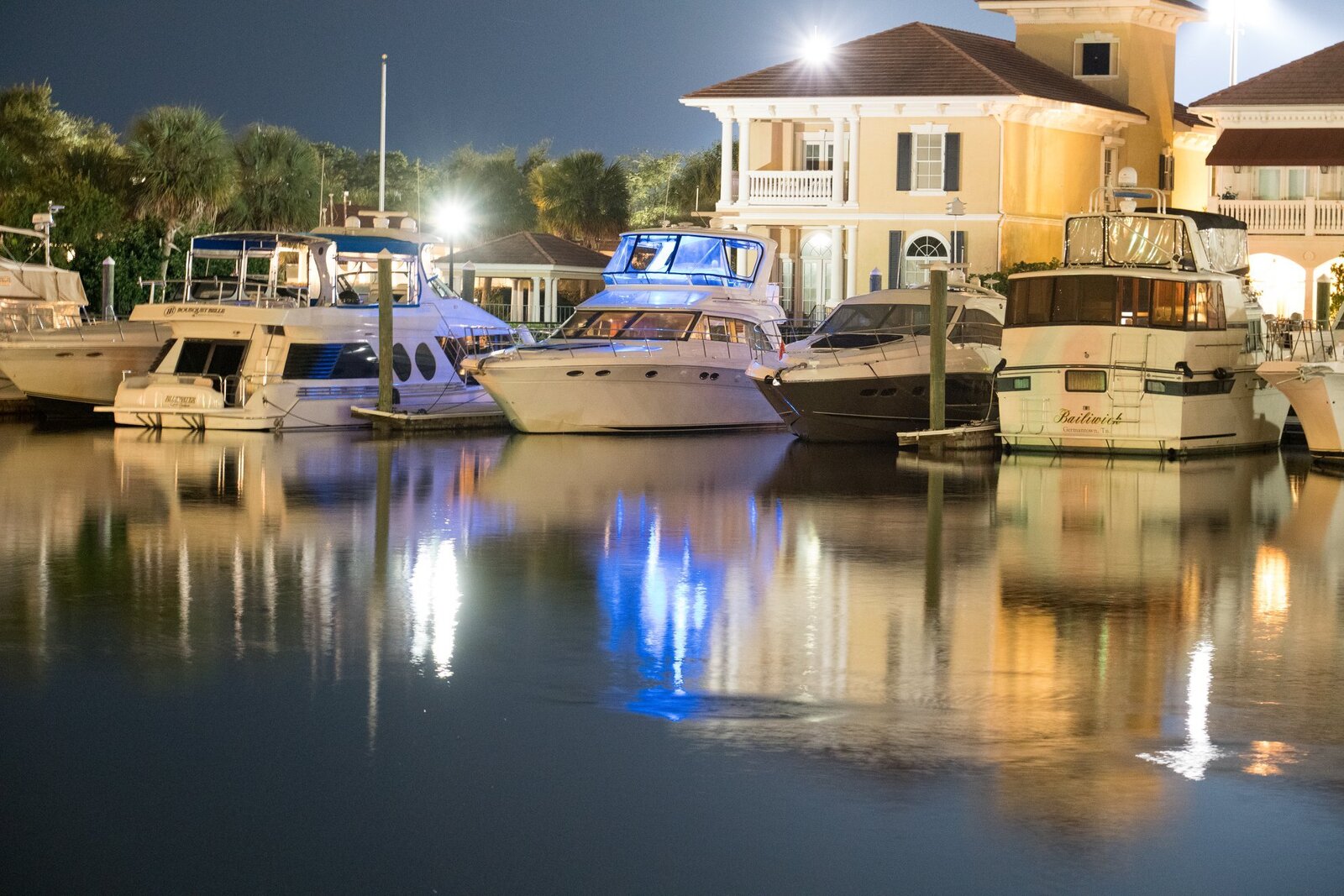 Venue in Pensacola wedding  on downtown waterfront on a quite evening at Venue Palafox Wharf Waterfront Wedding Venue