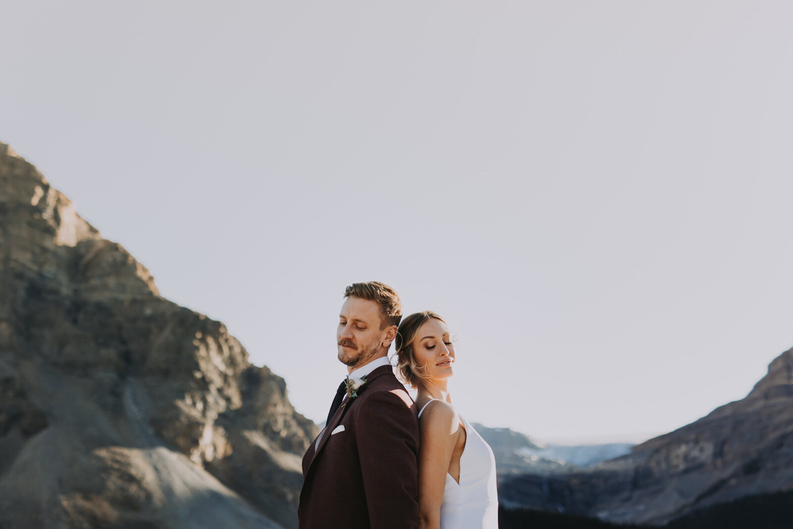 artistic elopement couple portrait by banff elopement photographer