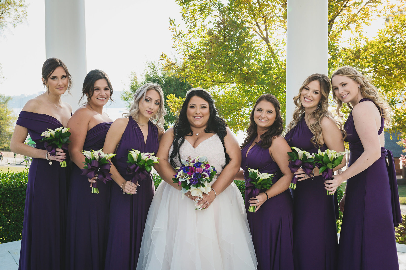 bridesmaids with bride during wedding at Sea Cliff Manor