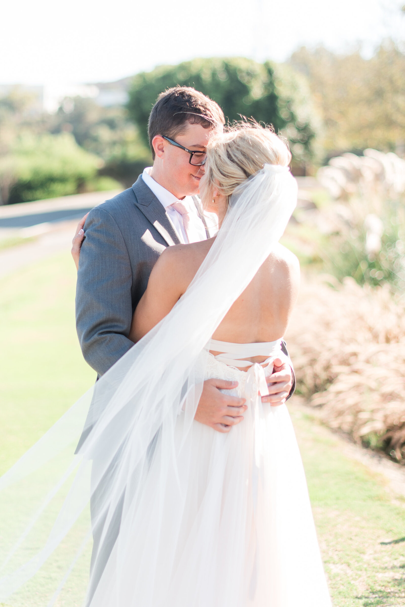 bride and groom outdoors