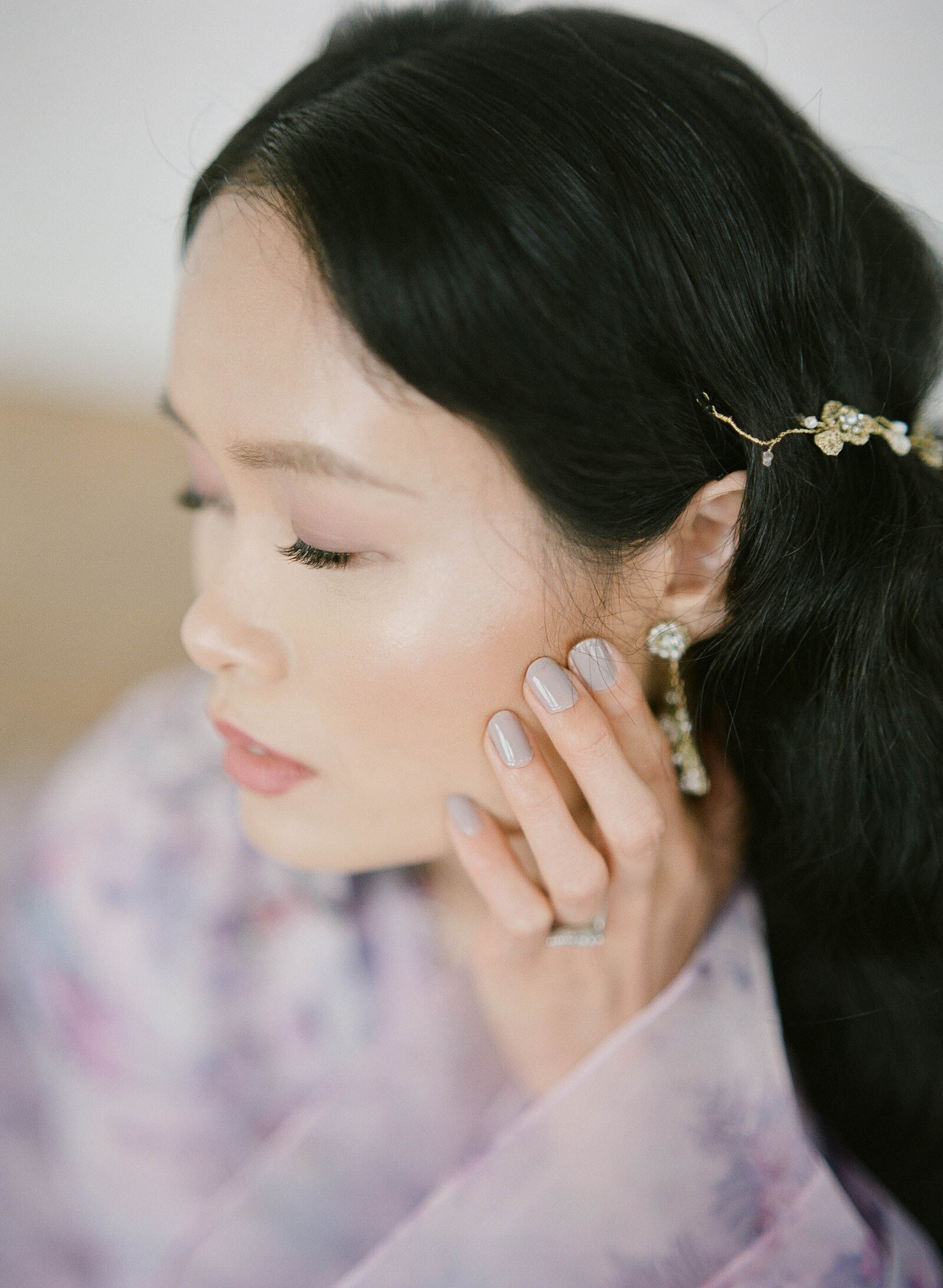 Bride with glowing skin and minimal makeup in San Francisco