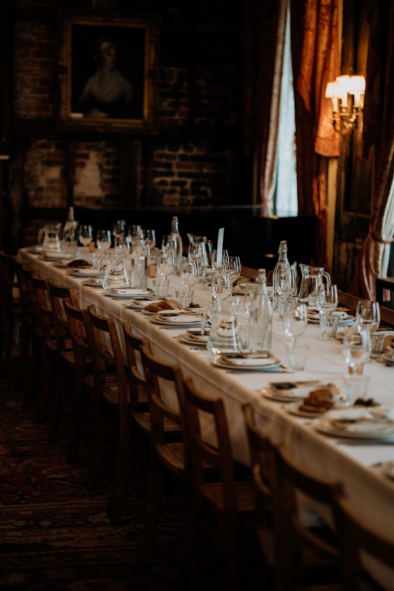 intimate wedding table set up at brunswick house