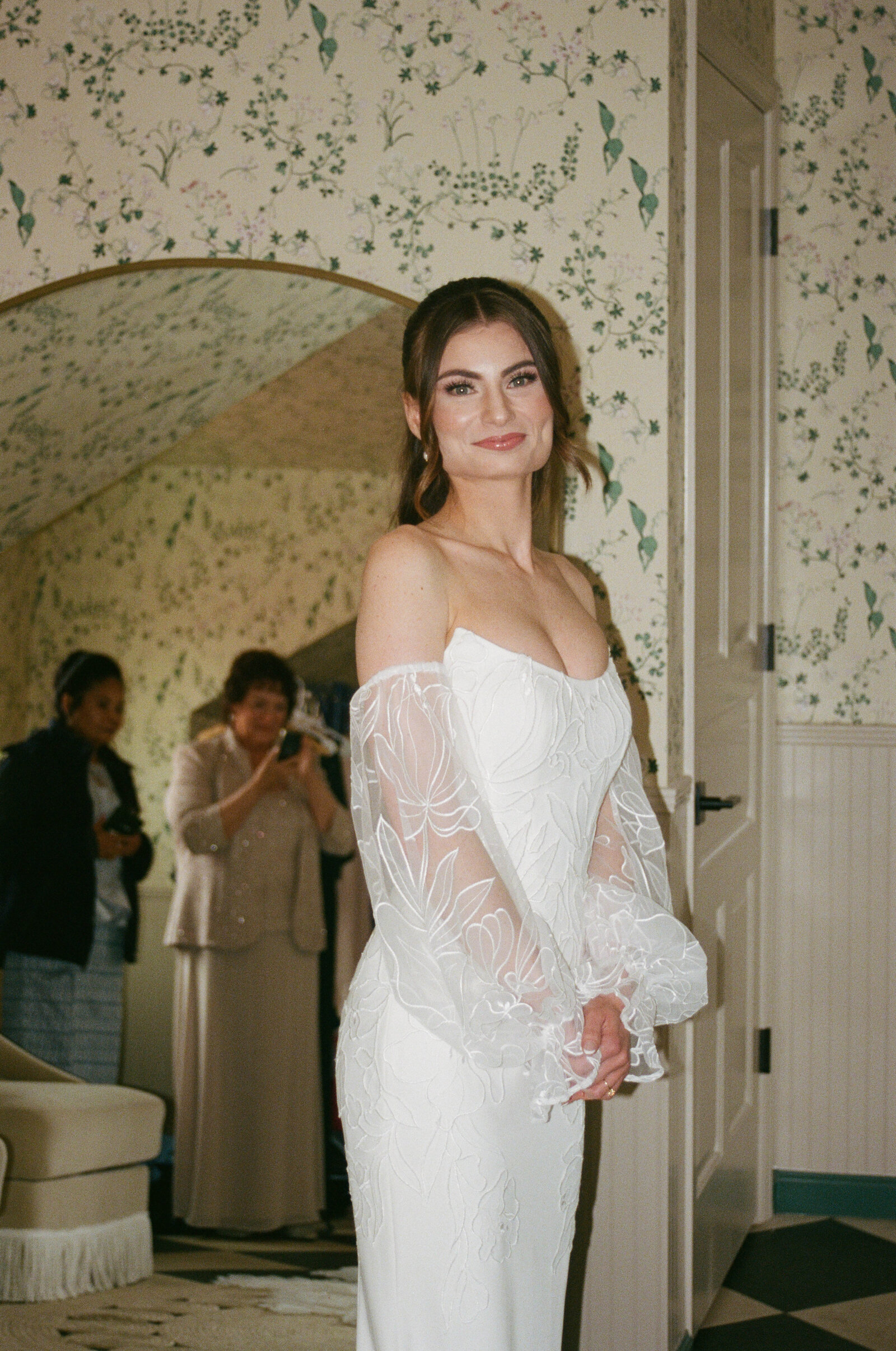 elegant portrait of the bride before she walks down the aisle. 