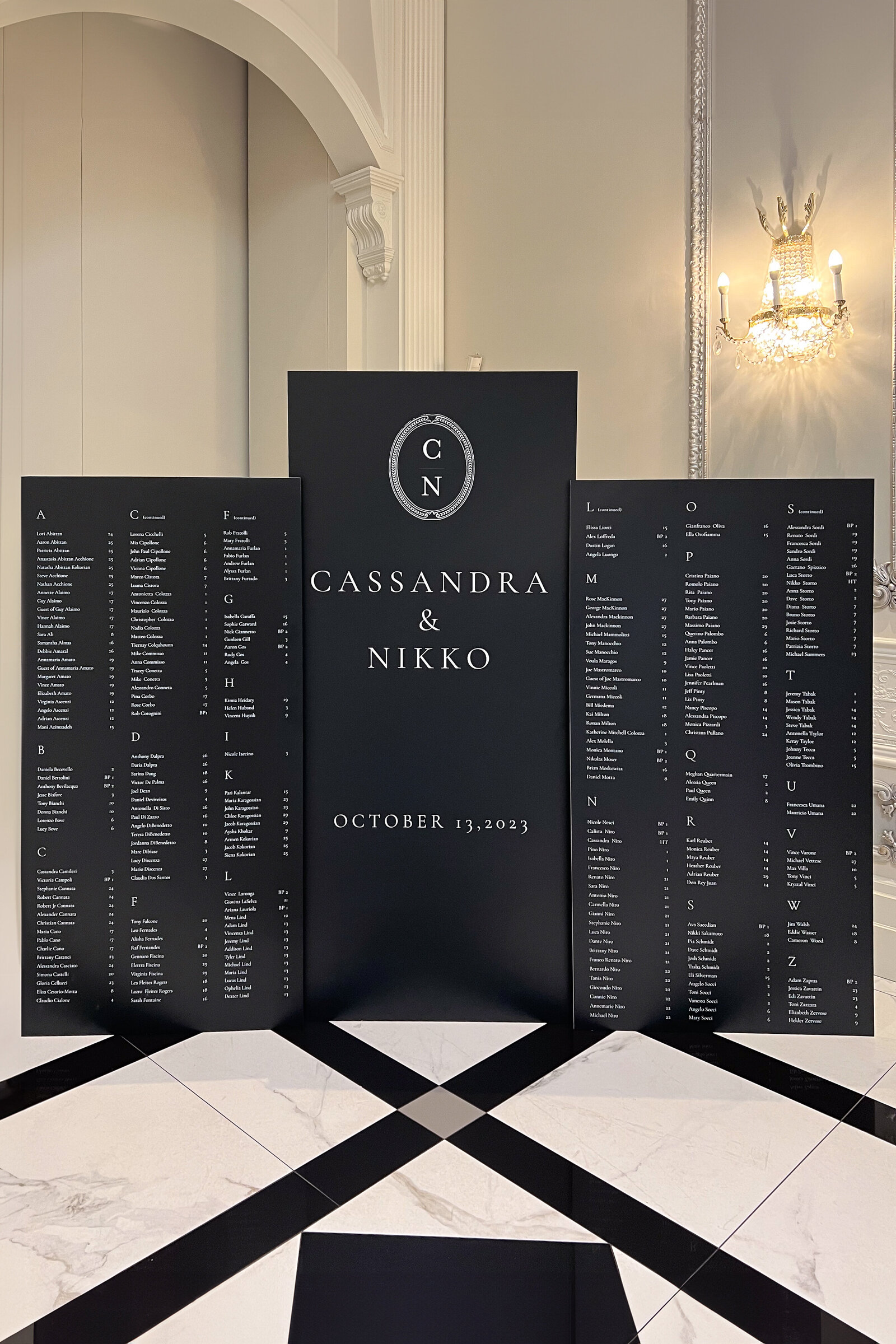 Black and White Extra Large Seating Chart