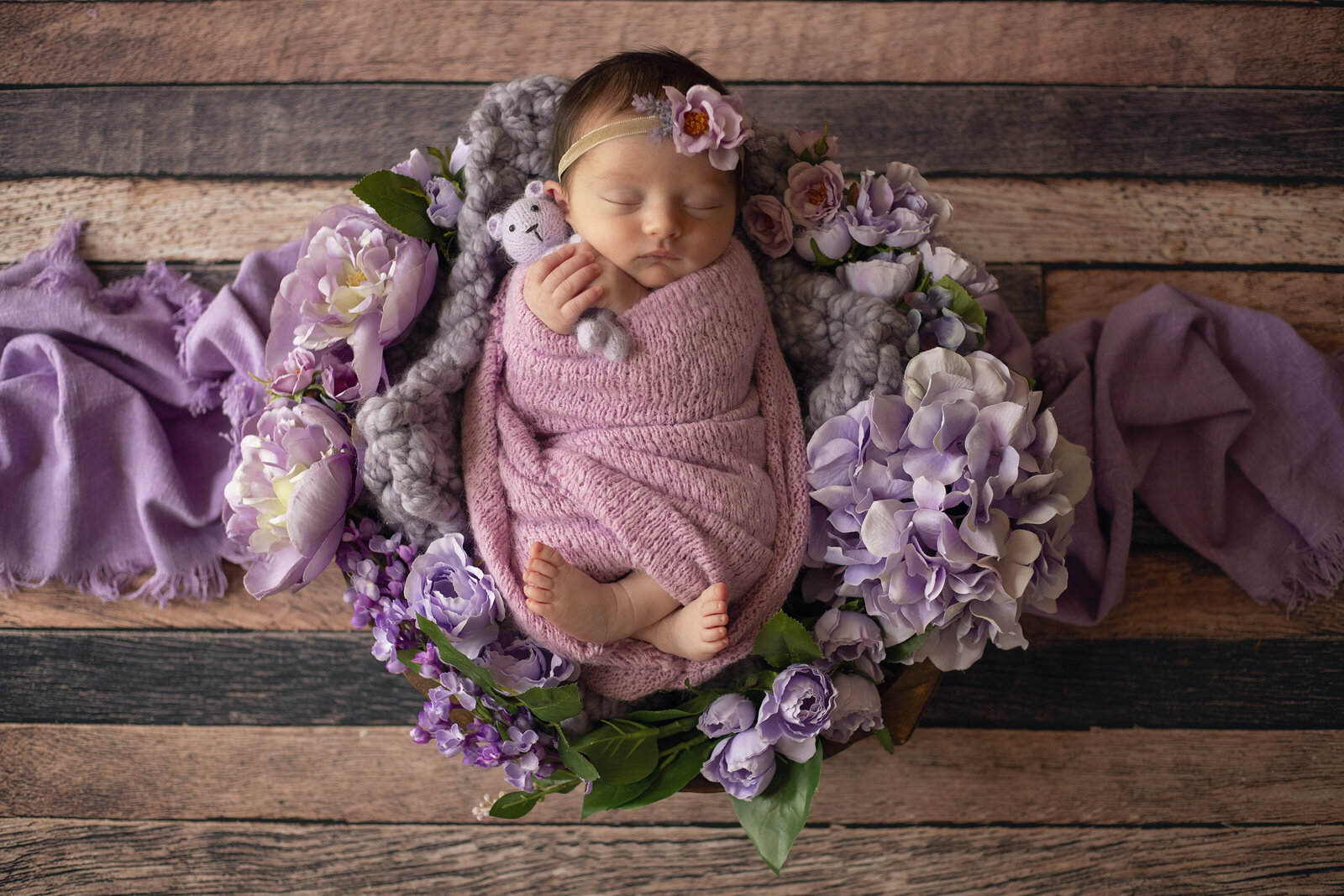 ABQ-newborn-photographer-baby-girl-session-with-purple-flowers