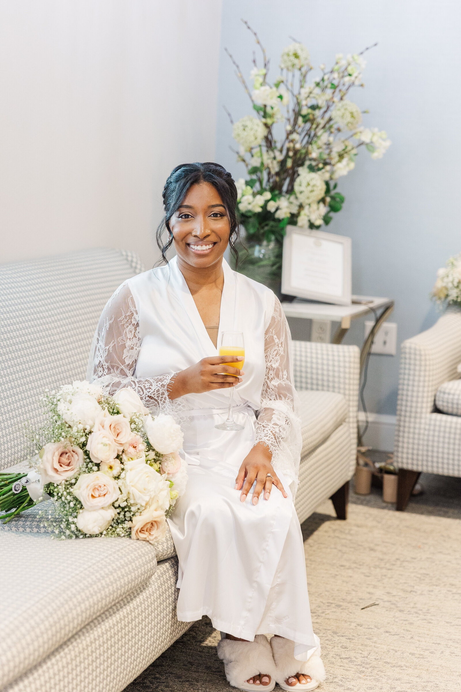 Wedding bride getting ready photography in bridal suite