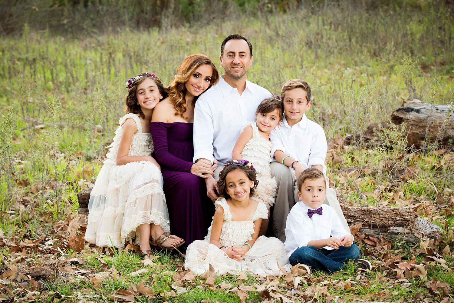 san diego family photographer | family in a open field with colorful leafs