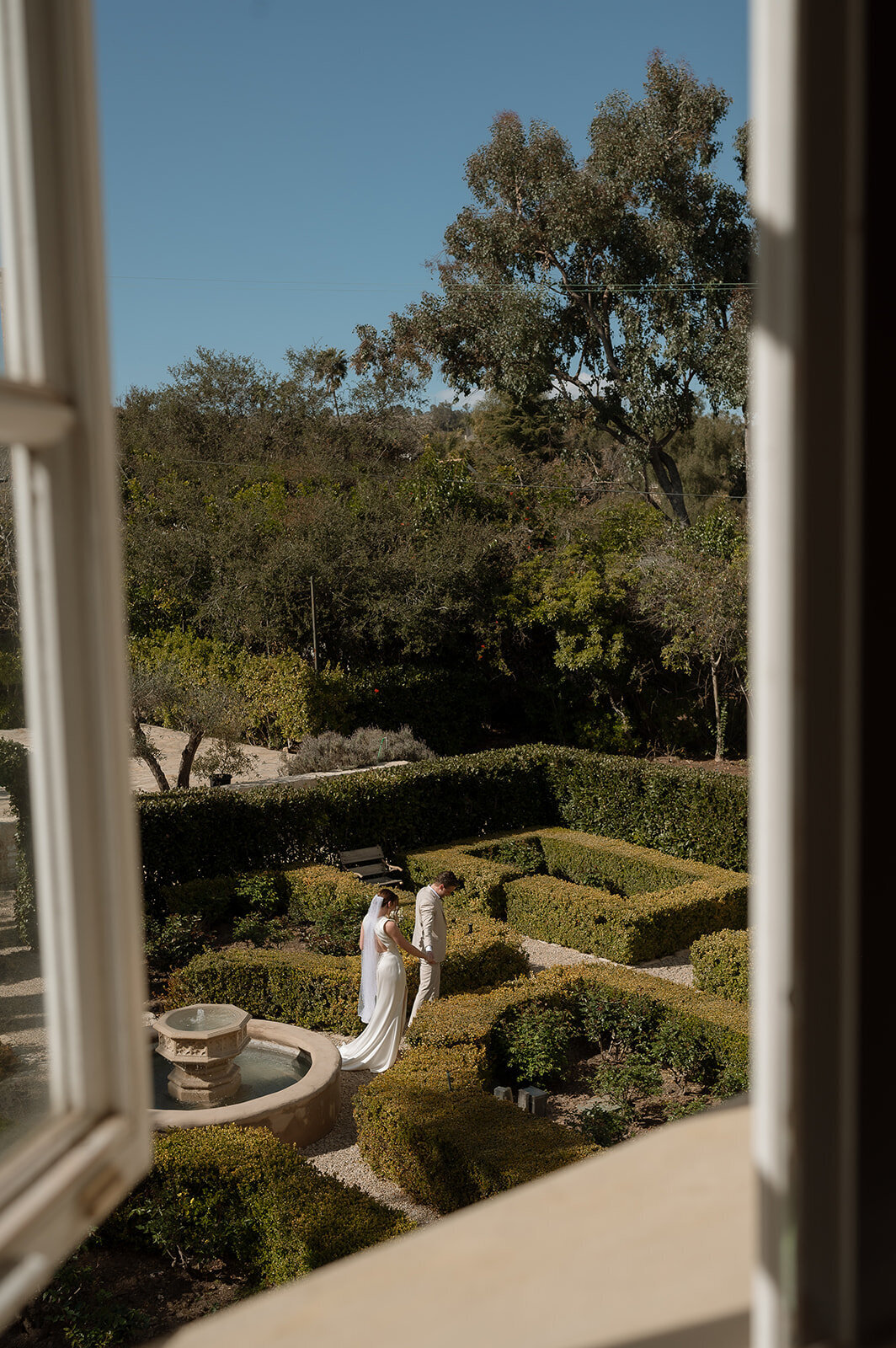 tuscan inspired elopement photos in gardens in southern california