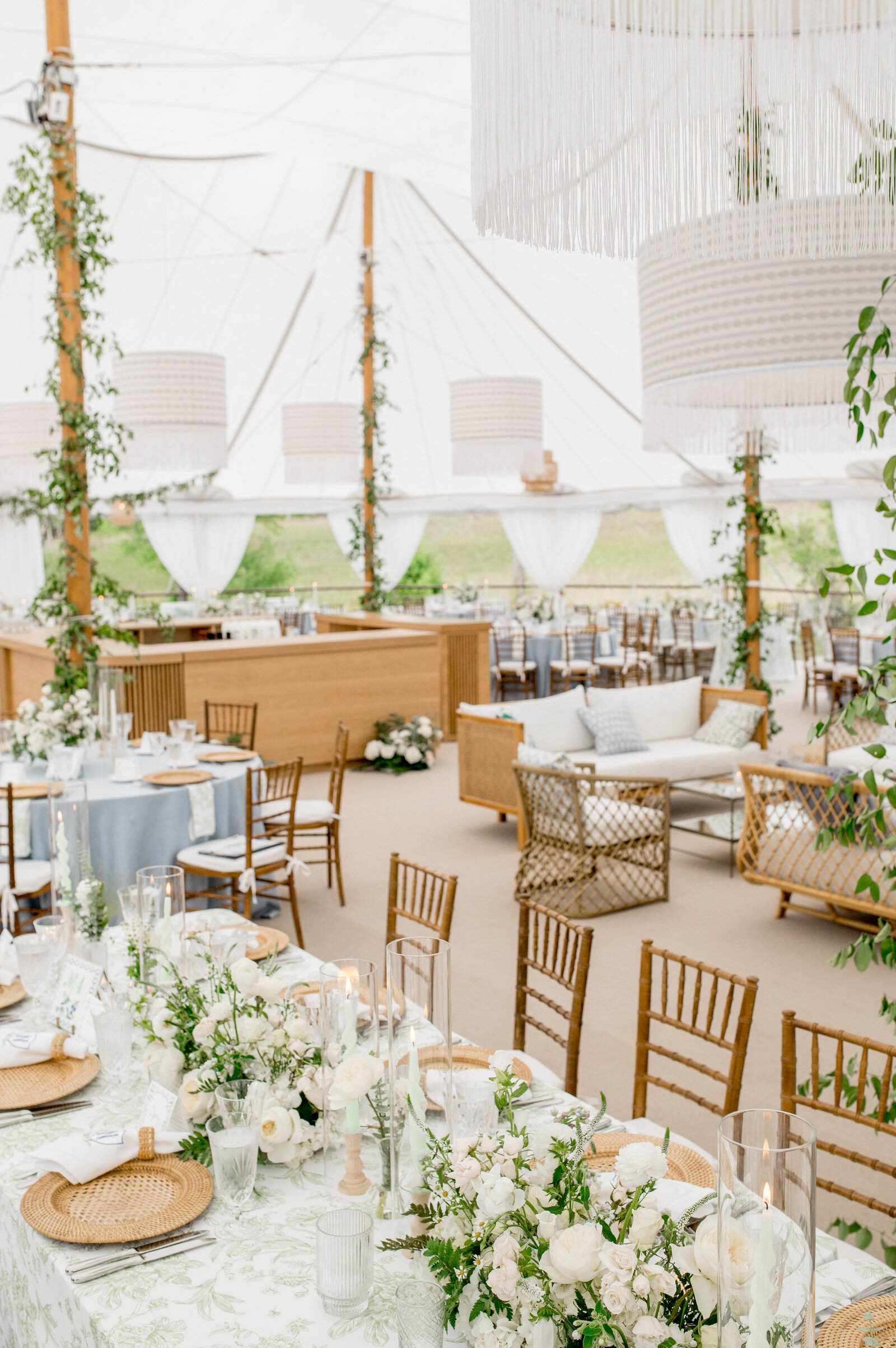 Immersive and Luxury Private Estate and Tented Wedding with Blue, Green and White Color Palette-26