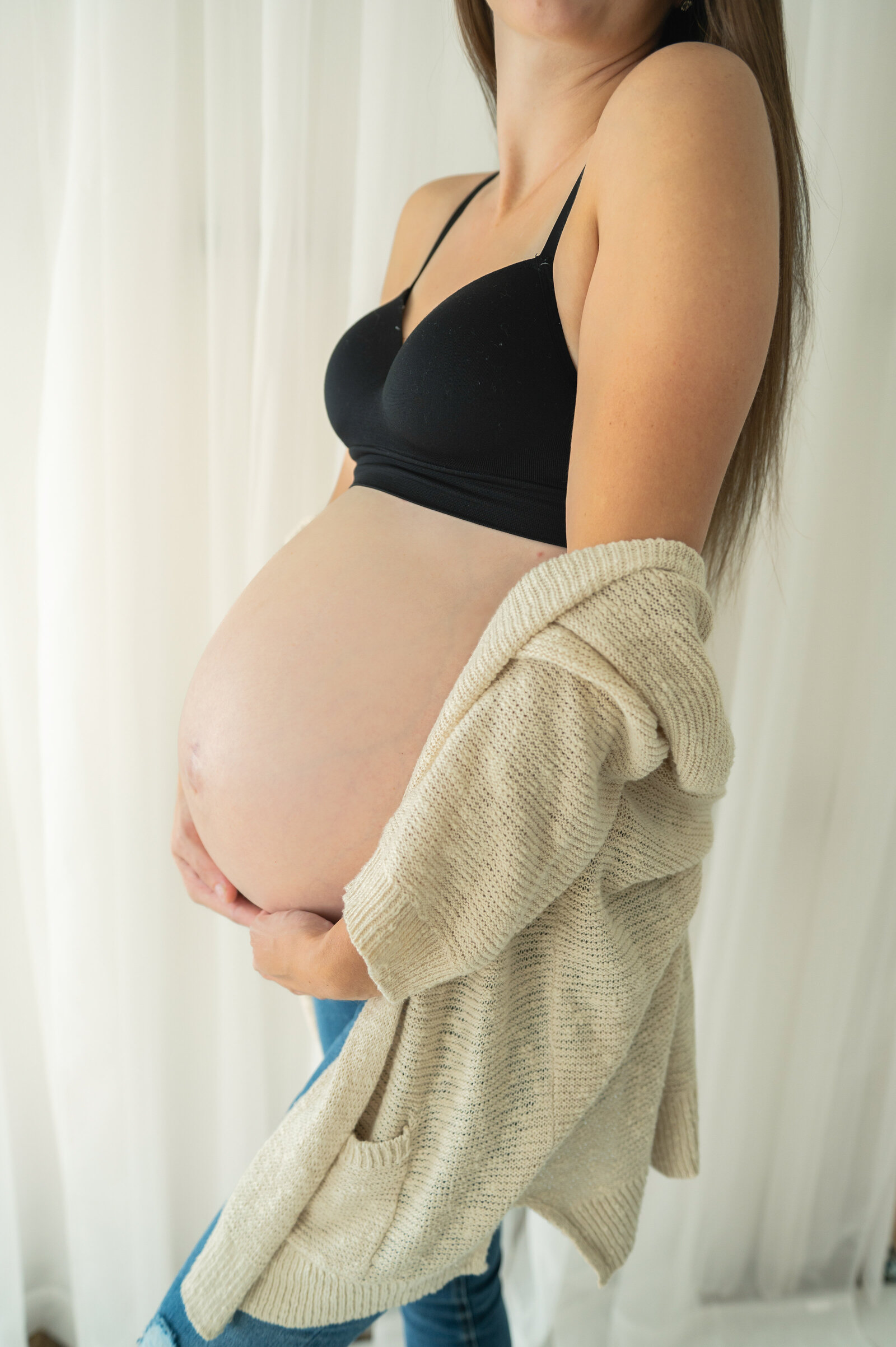 up close of pregnant belly