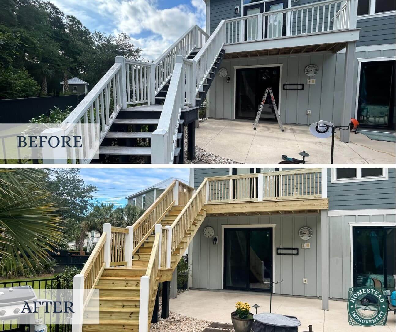 wooden porch repair myrtle beach before and after