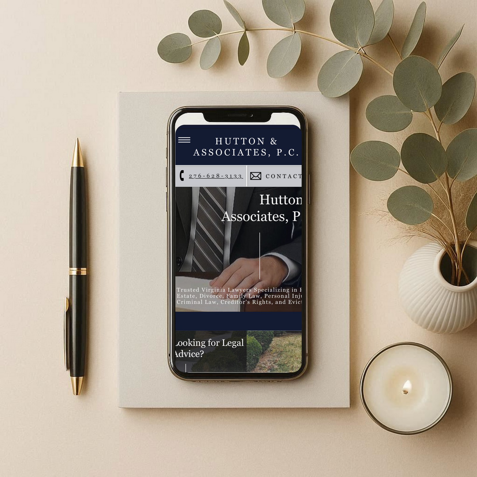 AI-generated cellphone displaying the mobile version of the Project 2 home page, showcasing a modern, responsive web design by Taylor Reichart