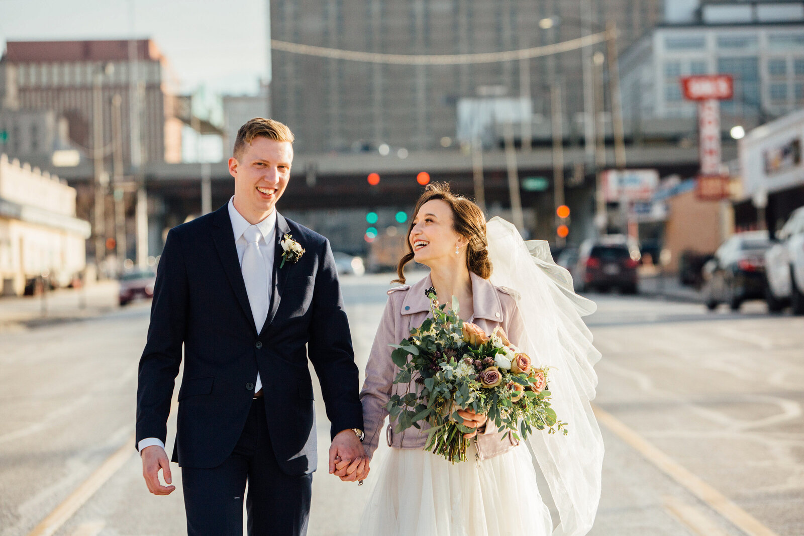 Walking in the Street in Downtown Omaha