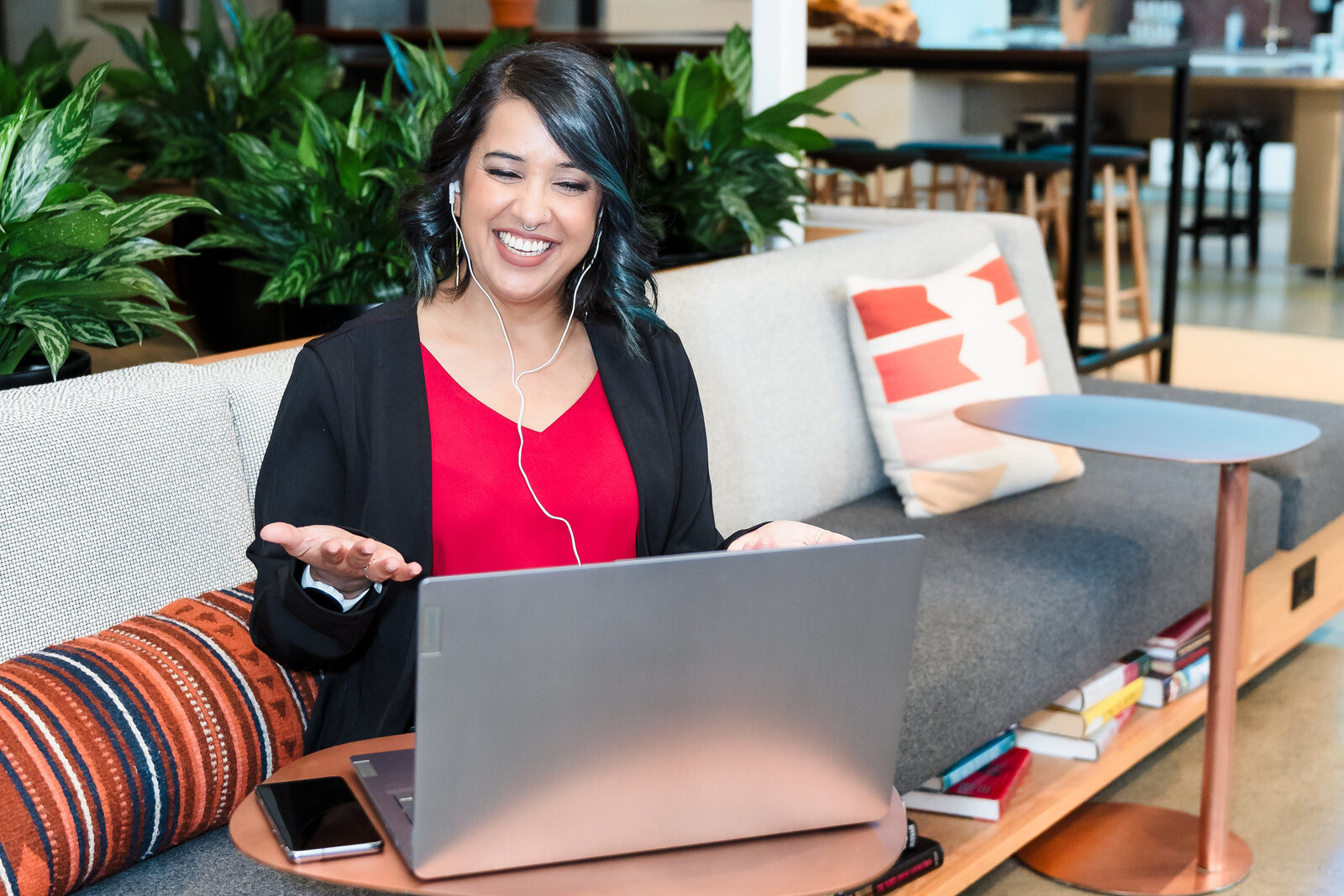 Business Coach talks to a client in a video call