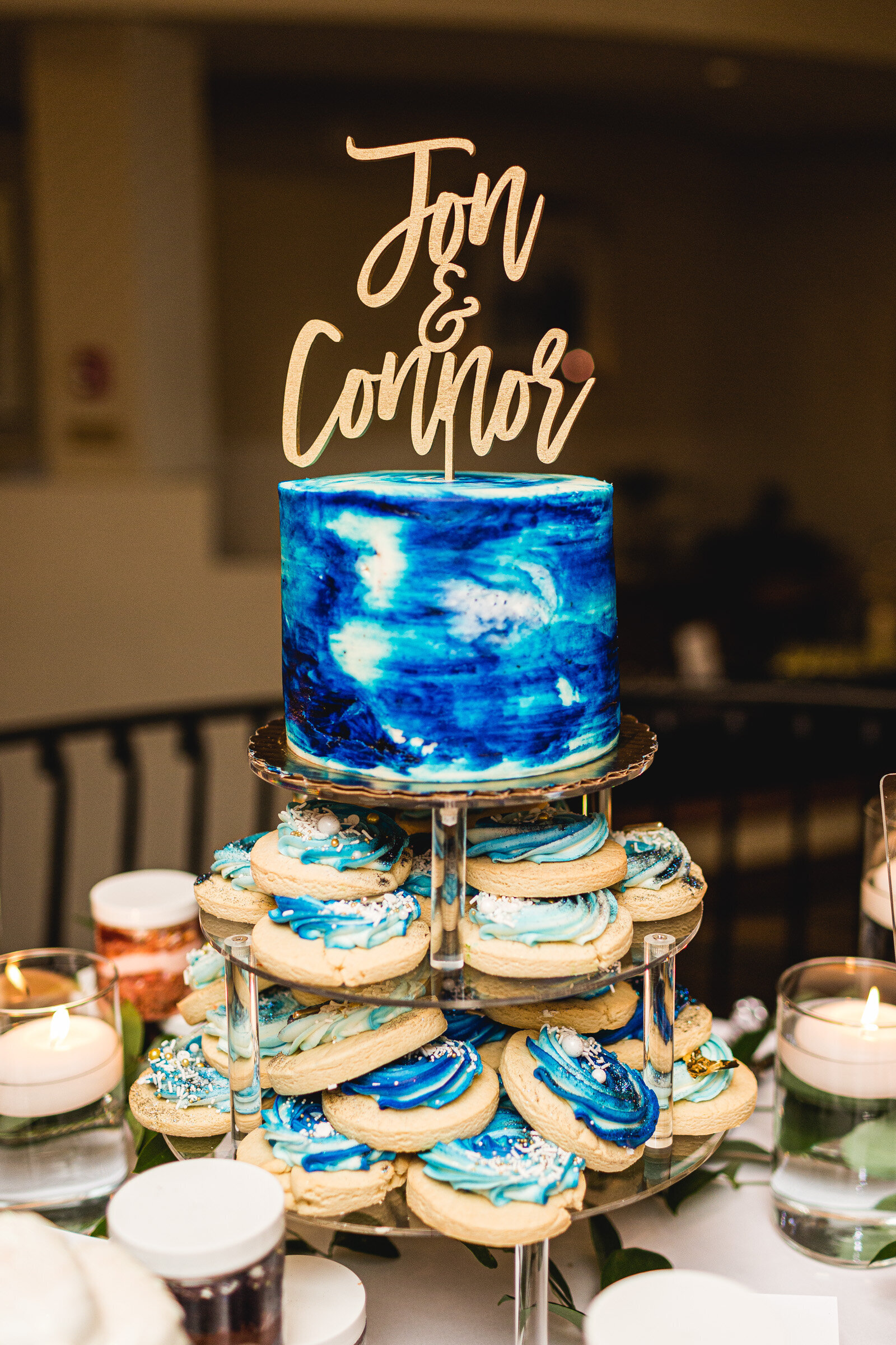beautiful cake and cookie display at wedding corazon ohio