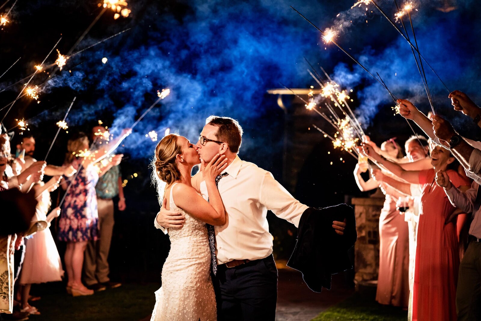 backlit sparkler exit at Chapel Hill Carriage House