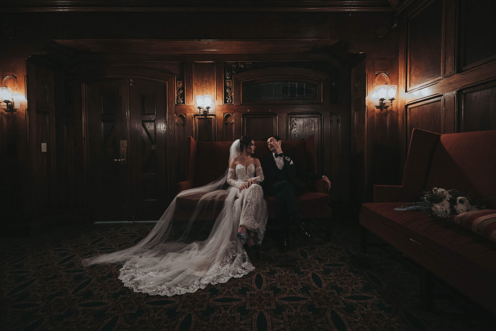 A quiet moment before the ceremony at the Seelbach Hotel