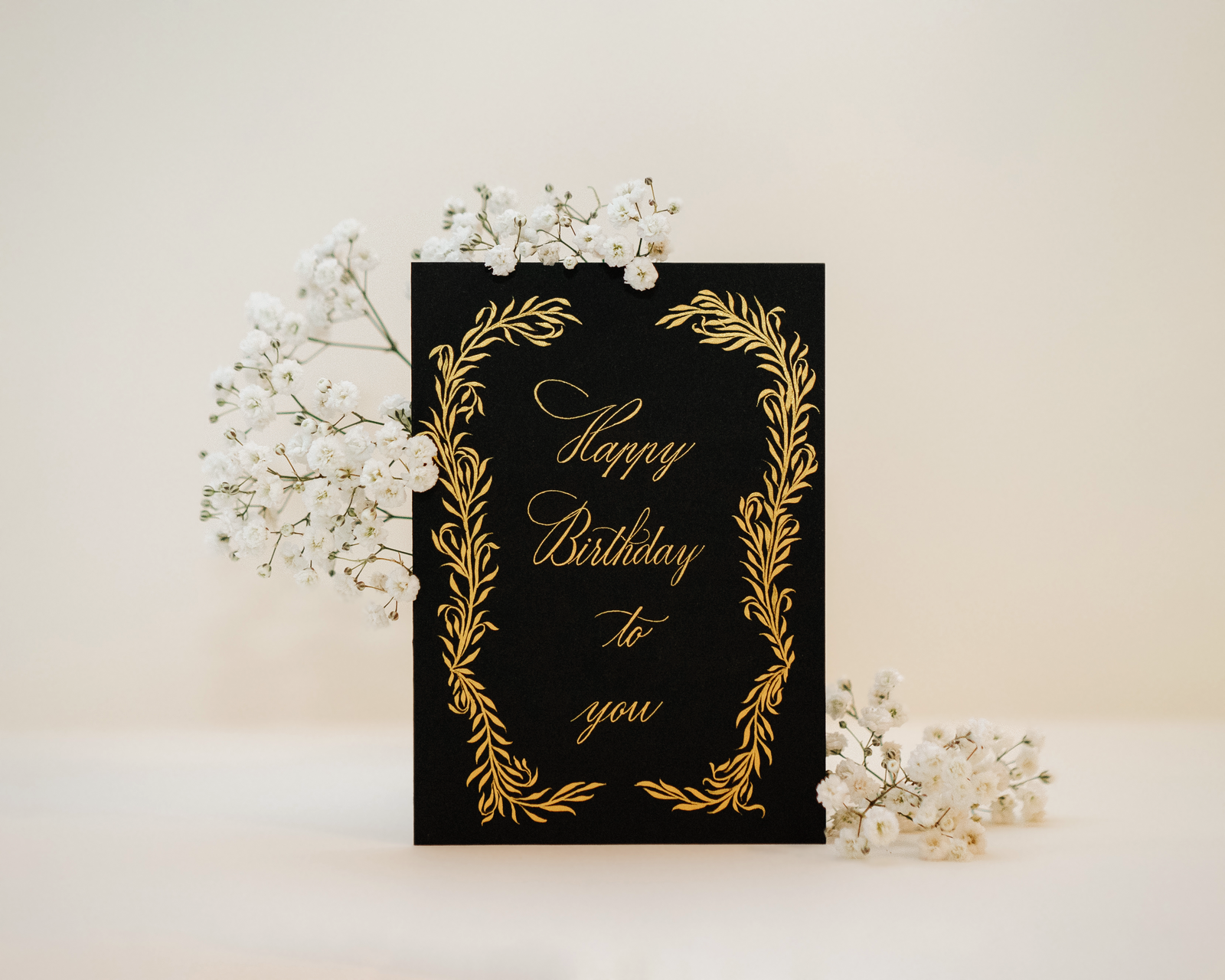 Happy Birthday elegant Birthday card black gold calligraphy  berlin