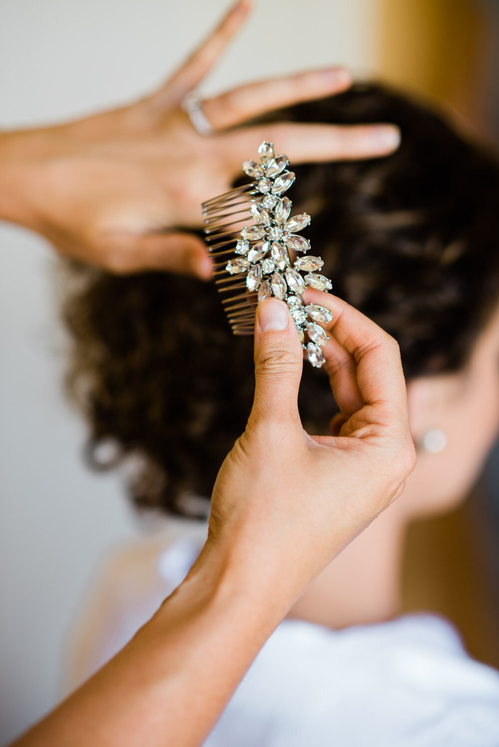decorative hair piece in hairdresser hand