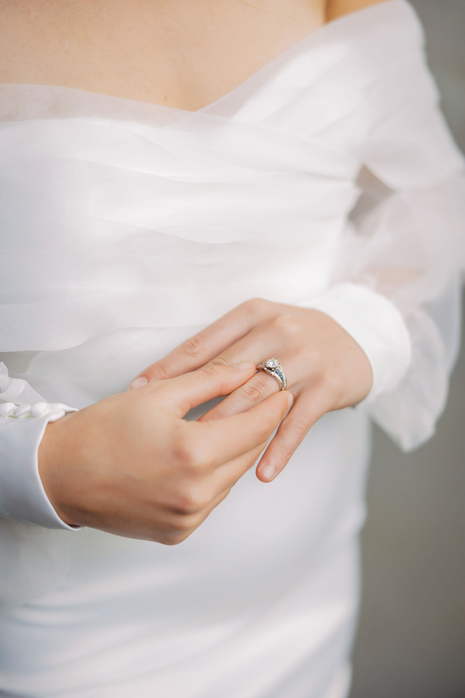 Bride adjusting her wedding ring - Bay Area Wedding Photographer