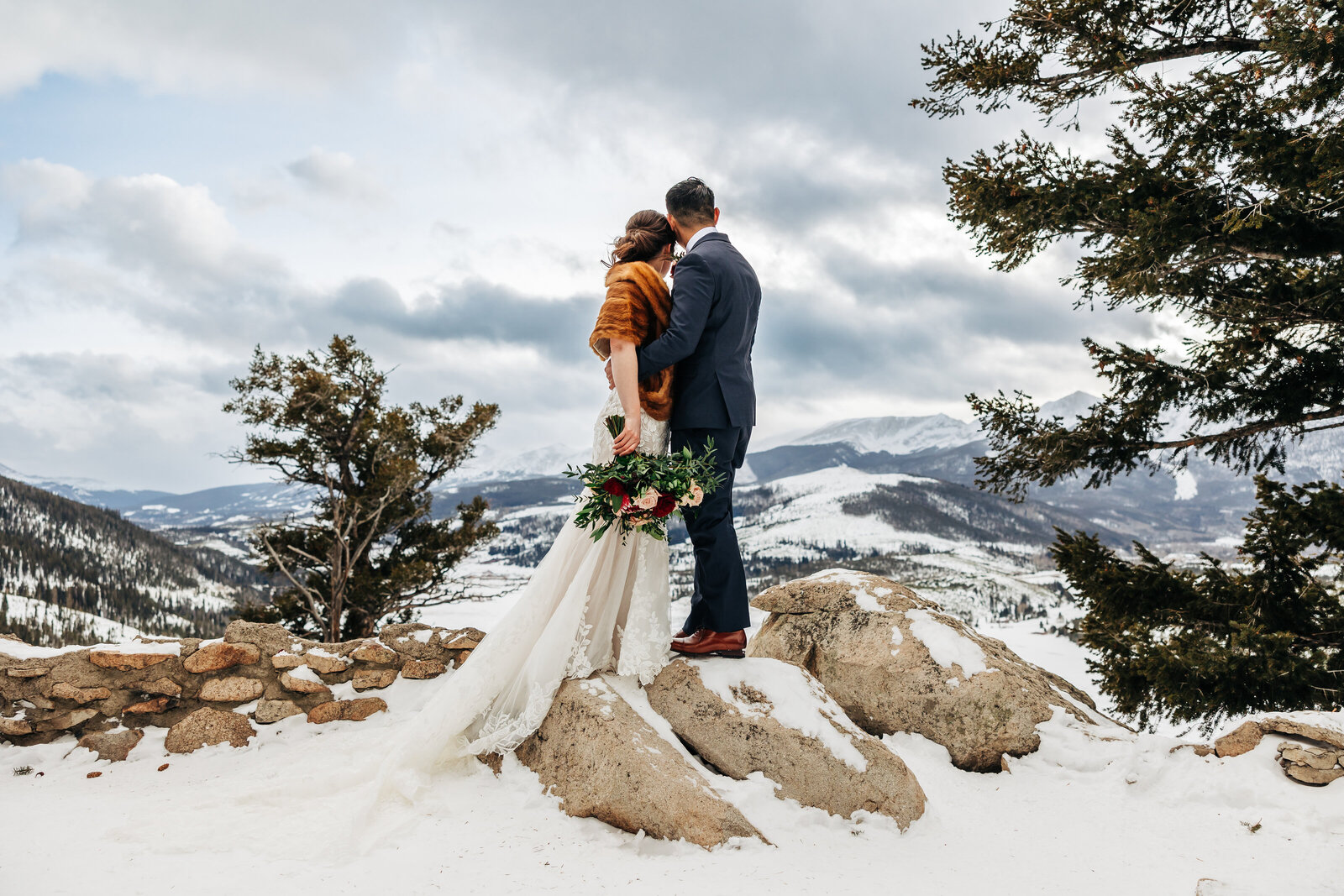 Denver Wedding Photographer captures bride and groom during winter wedding