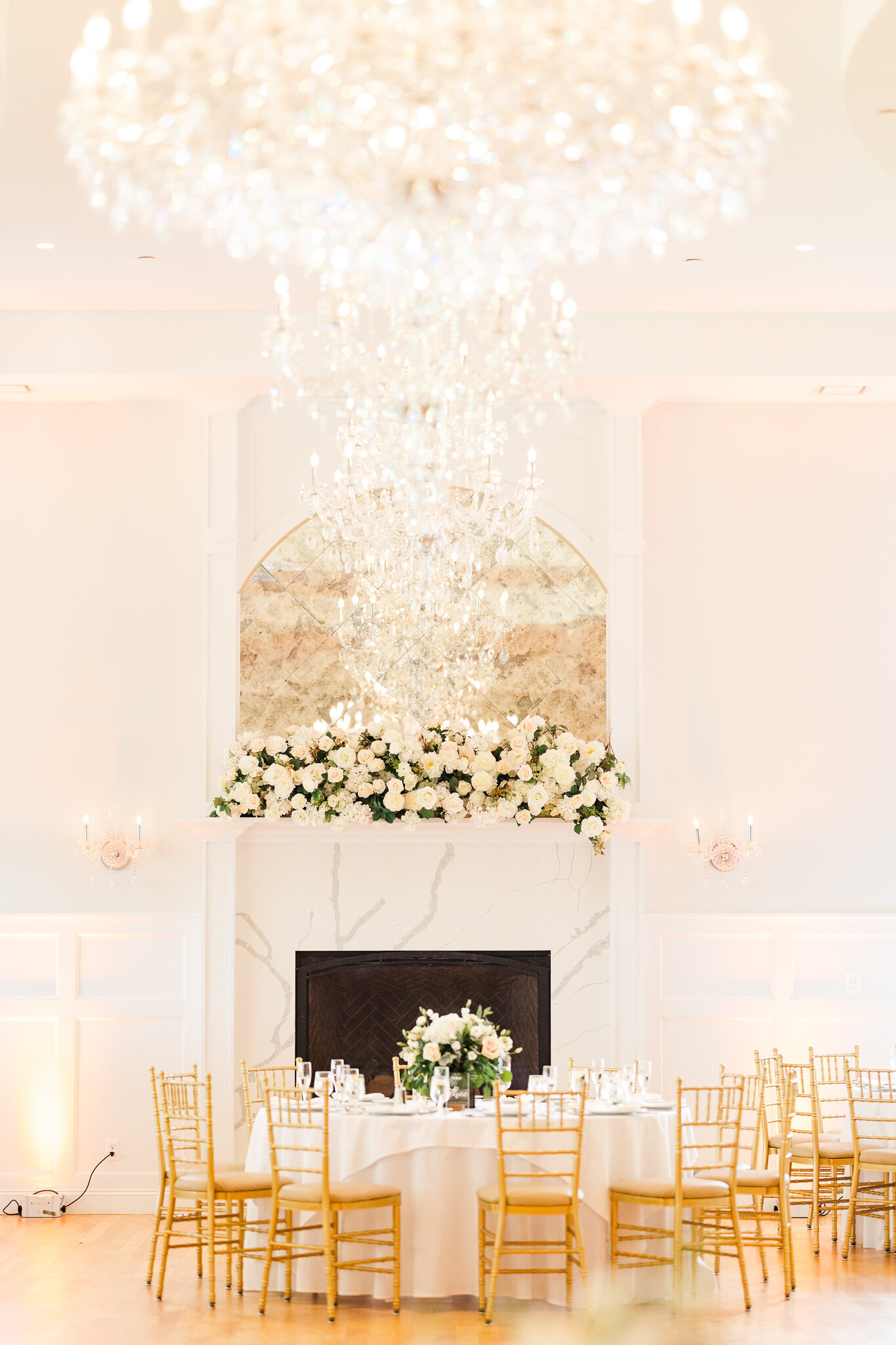 Close-up details of table settings and decor at wedding reception at SkyView Golf Club
