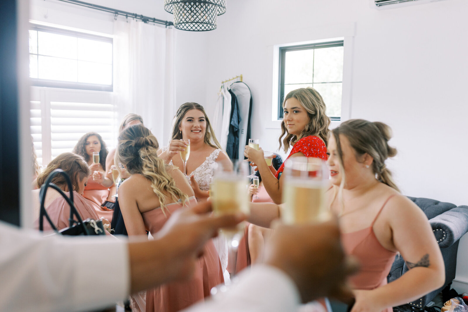 Bridesmaids Celebrating with a Toast Bloomington Indiana