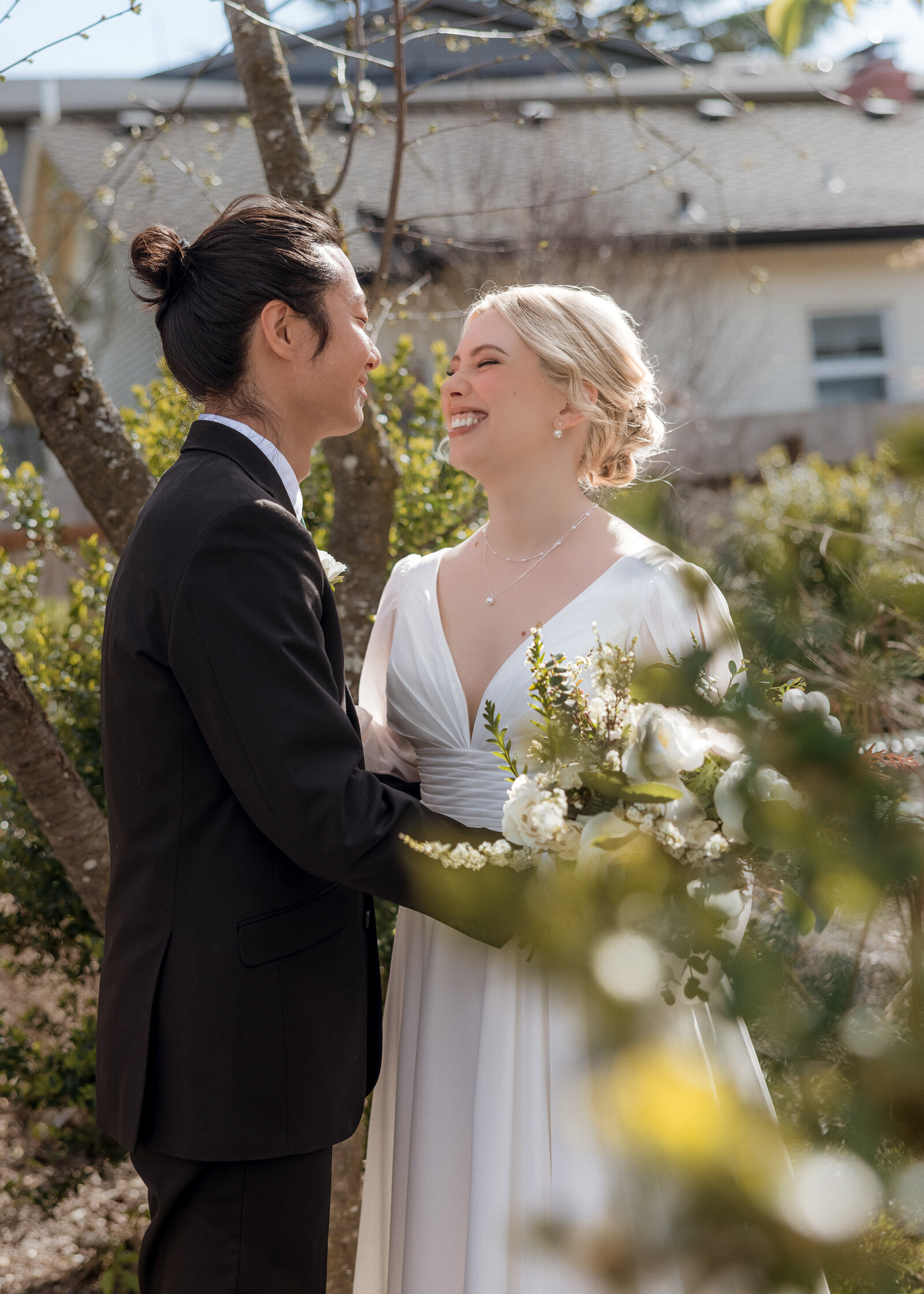 First look between bride and groom at Mildred Hall in Portland Oregon