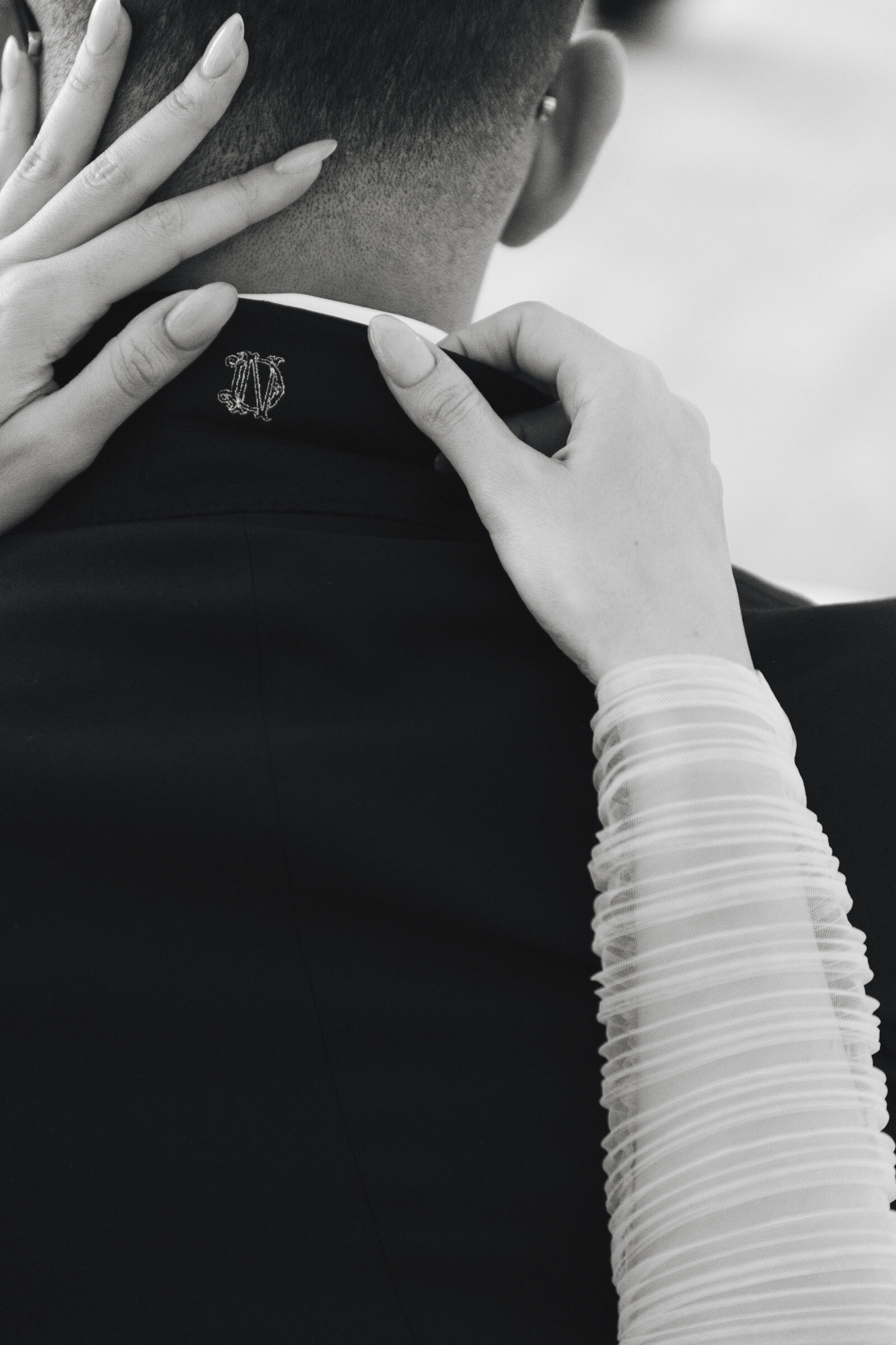 Custom Monogram Embroidered Under Suit Collar  