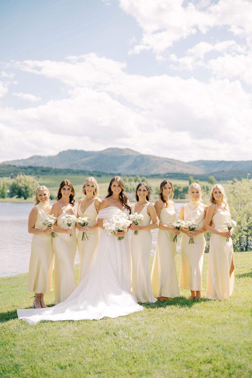 Luxury Summer Wedding in Steamboat Springs, yellow bridesmaids dresses