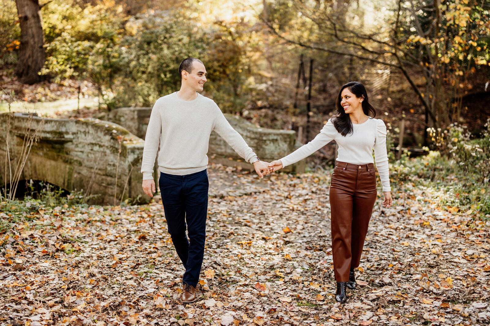 engaged couple flower garden