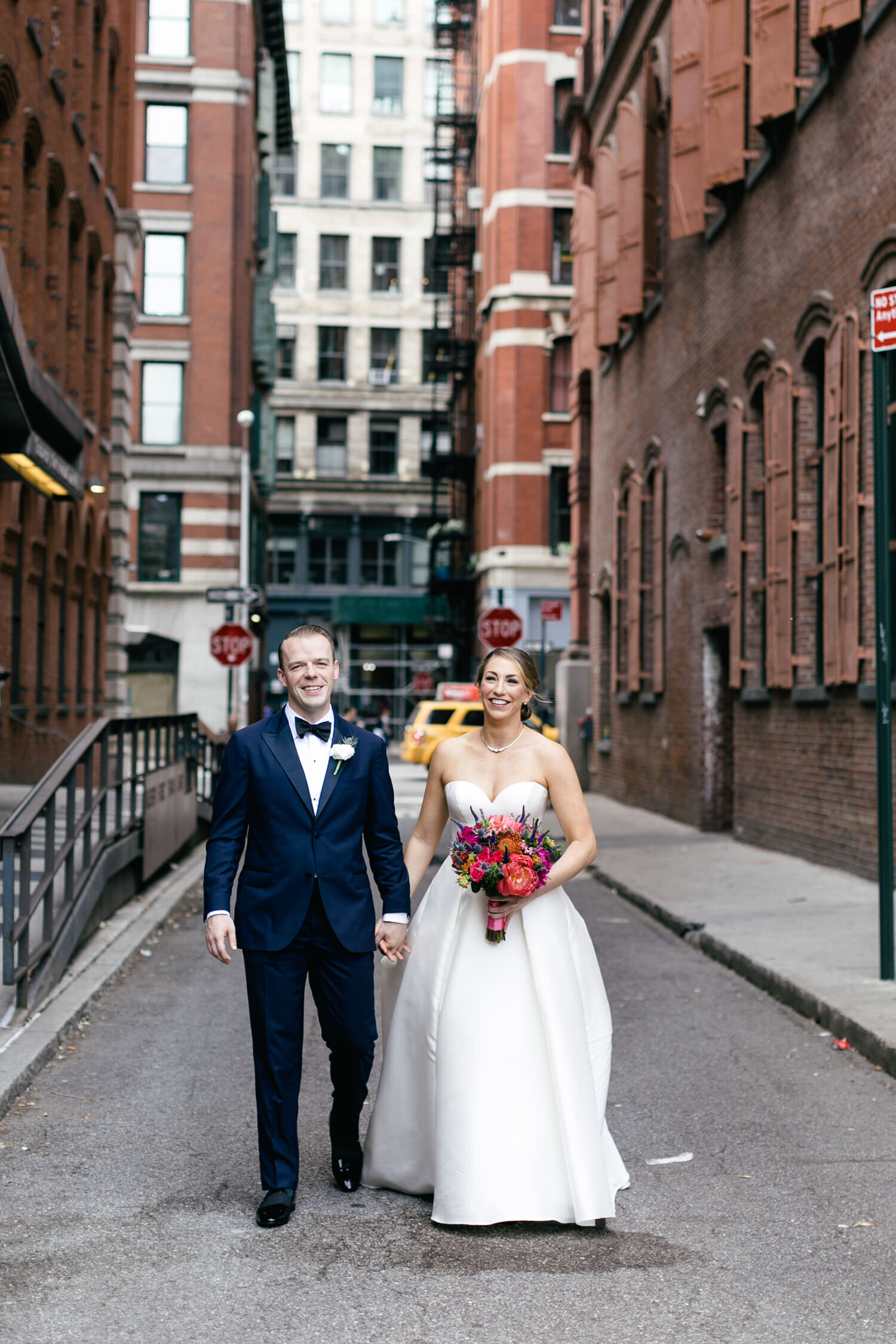 bride and groom nyc city street